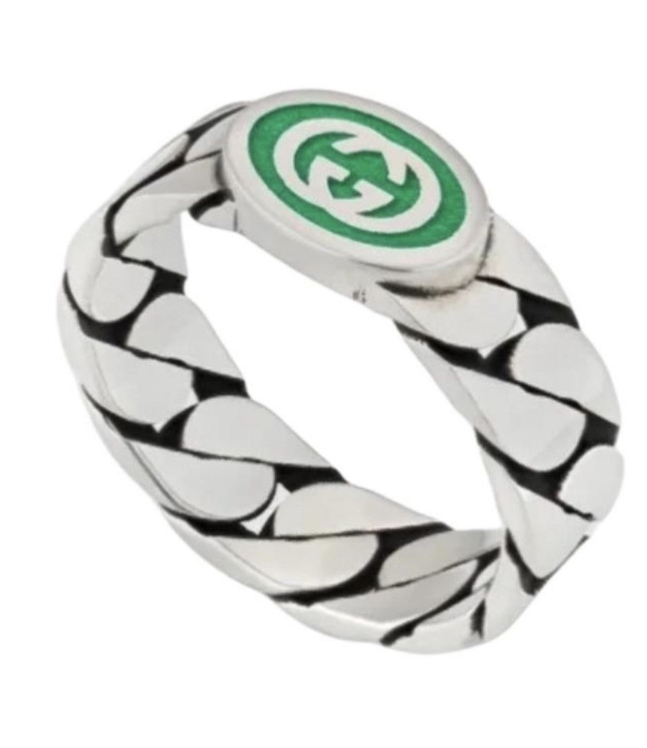 Gucci Gucci Sterling Silver Interlocking Curb Chain Ring Ag 925 Size ONE SIZE - 1 Thumbnail