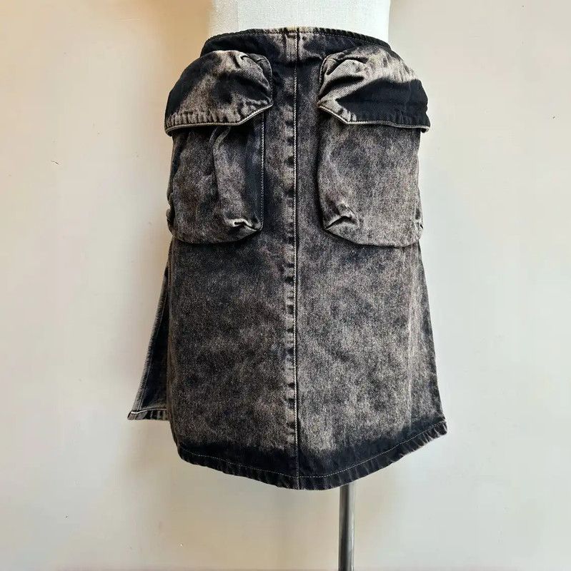 Miu Miu Miu Miu Gray Cotton A-Line Mini Skirt 0089 Size 23" - 1 Thumbnail