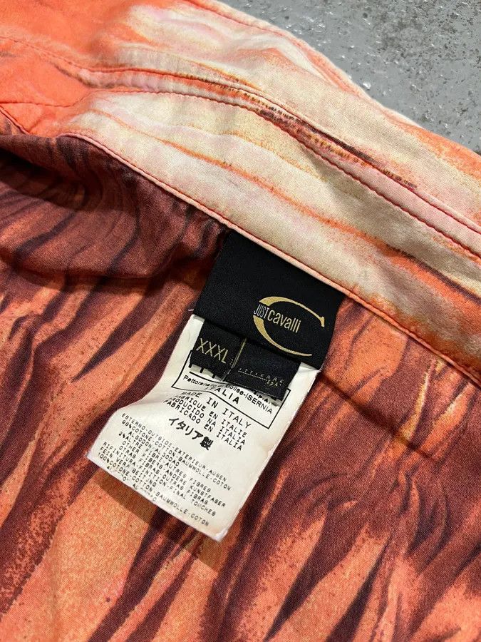 Just Cavalli SS2006 Cavalli Tie-Dye Striped Orange Shirt Size US L / EU 52-54 / 3 - 12 Thumbnail