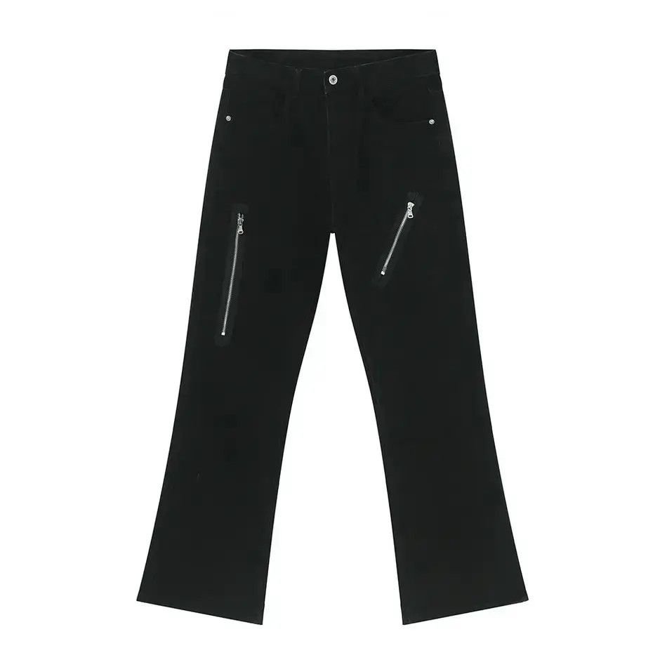 Japanese Brand Retro loose zipper patchwork micro flared jeans Size US 32 / EU 48 - 4 Thumbnail