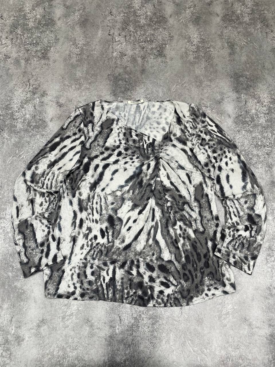 Marina Rinaldi Marina Rinaldi Women Viscose Blouse Long Sleeve Grey Black Size S / US 4 / IT 40 - 1 Thumbnail