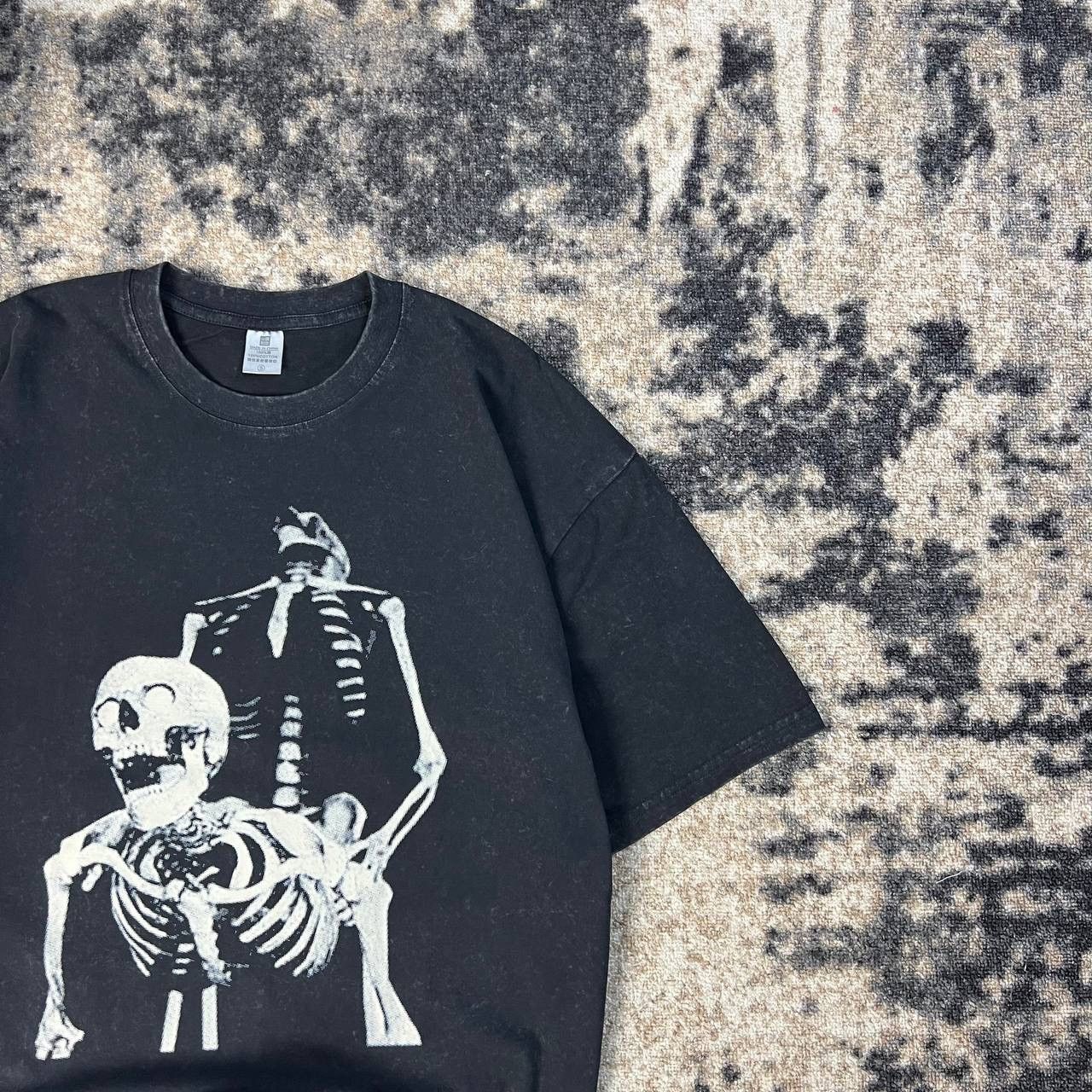 Vintage Skeleton Big Logo Garment Dyed Japanese Y2K Style T-Shirt Size US L / EU 52-54 / 3 - 3 Thumbnail