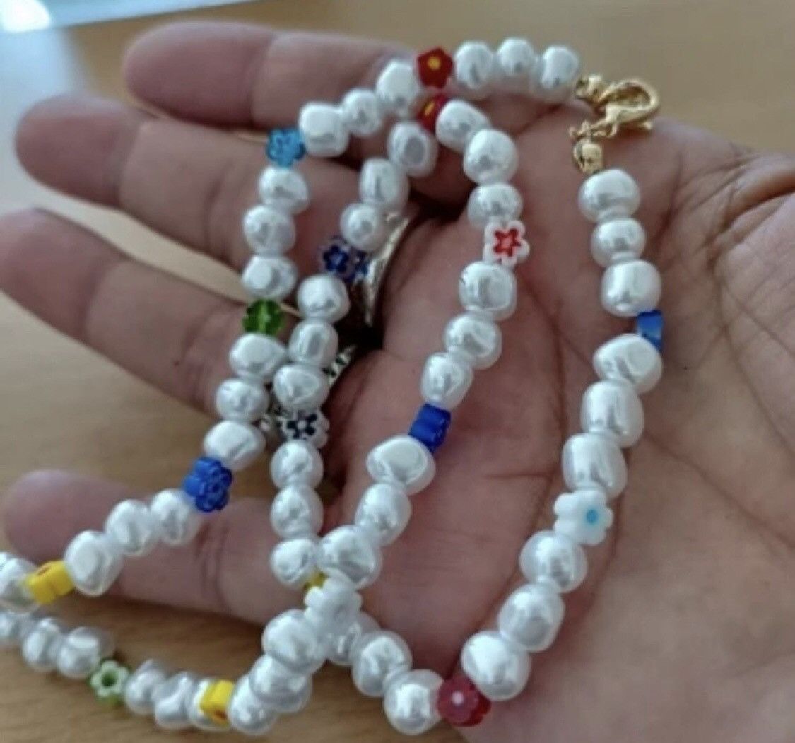 Jewelry Kpop Fashion Irregular Simulated Pearls Flower Necklace Size ONE SIZE - 4 Thumbnail