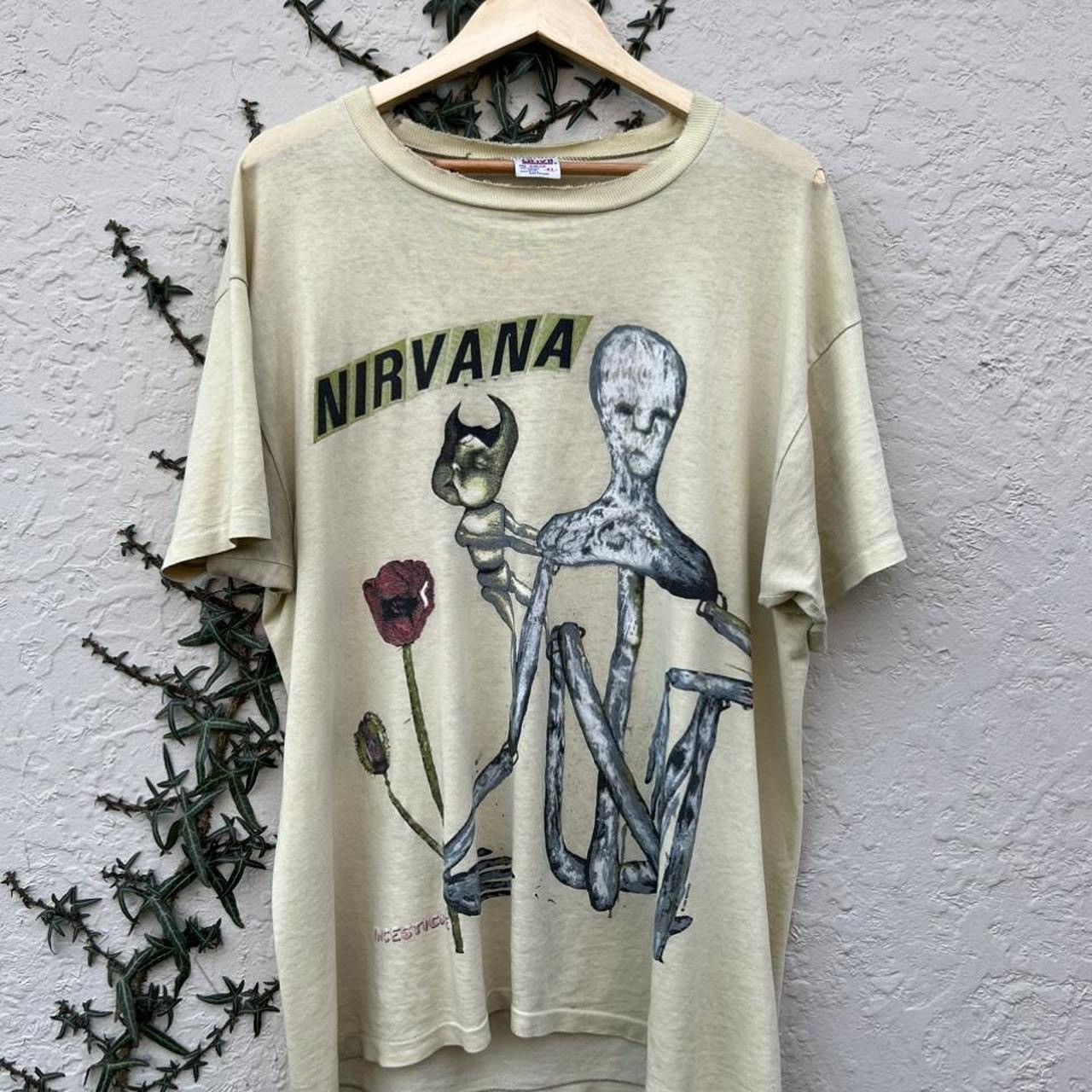 image of Vintage 1993 Nirvana Kurt Incesticide Tee in Yellow, Men's (Size XL)