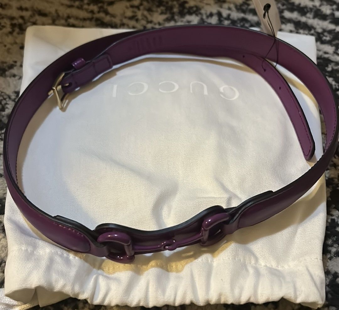Gucci Gucci Horsebit Leather Belt Purple Size 34 - 3 Thumbnail
