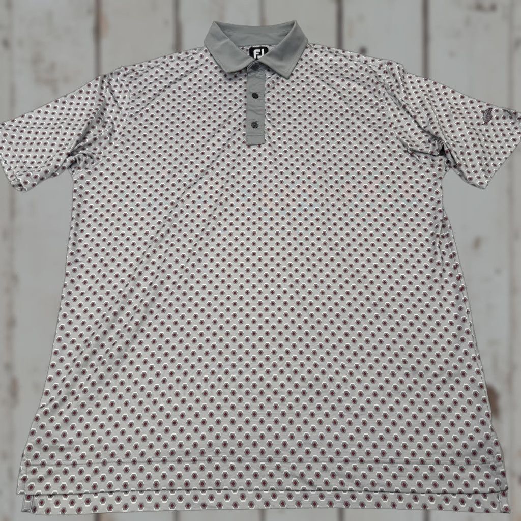 Footjoy FootJoy Polo Shirt Mens Large Gray Geometric Leaf Logo Golf Performance Size US L / EU 52-54 / 3 - 1 Thumbnail