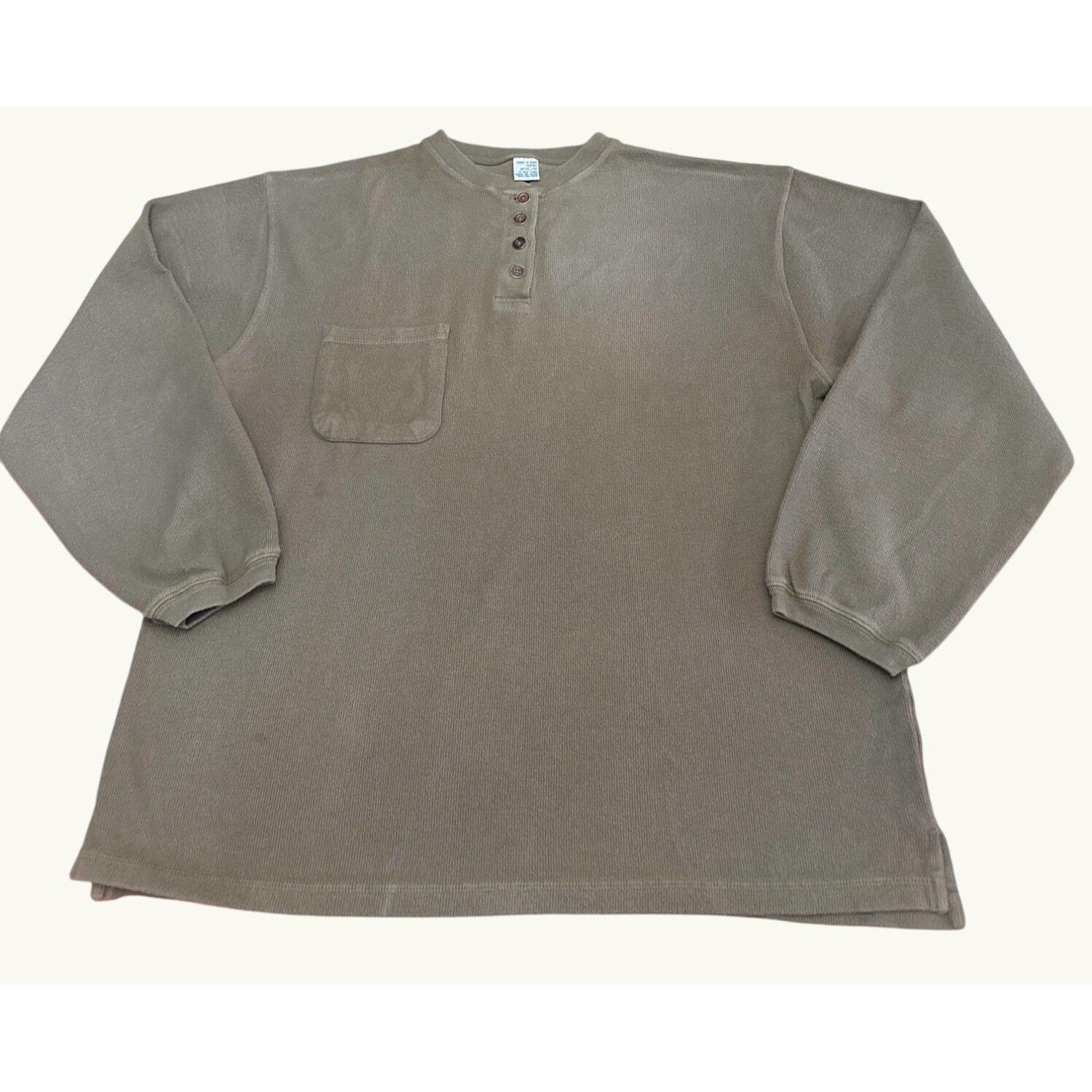 Other men Olive Green Four Button Front Pullover Henley Fleece Swe Size US XL / EU 56 / 4 - 8 Thumbnail