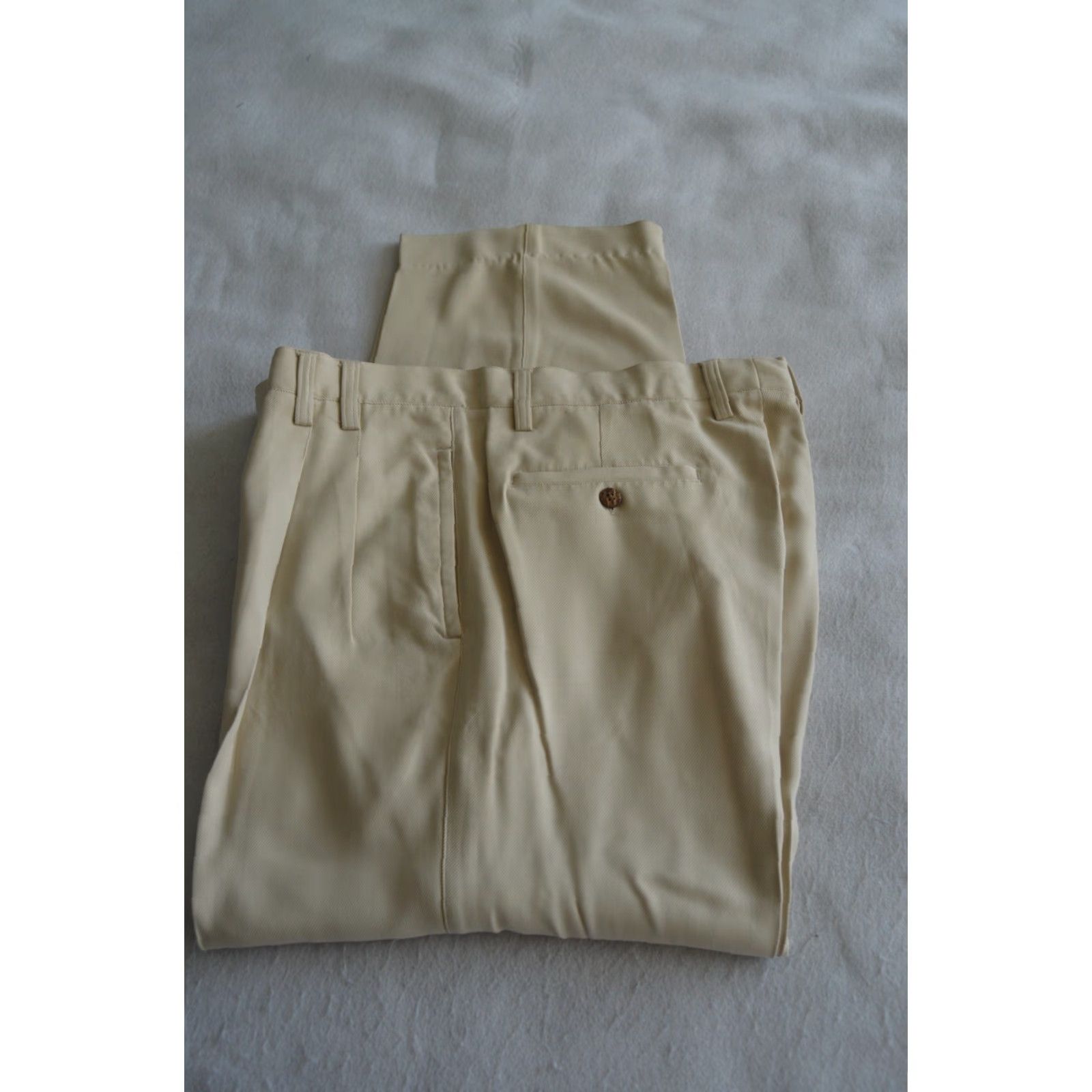 Baracuta Baracuta Men's 35 x 28 Beige Pleated Casual Silk Pants Size US 35 - 4 Thumbnail