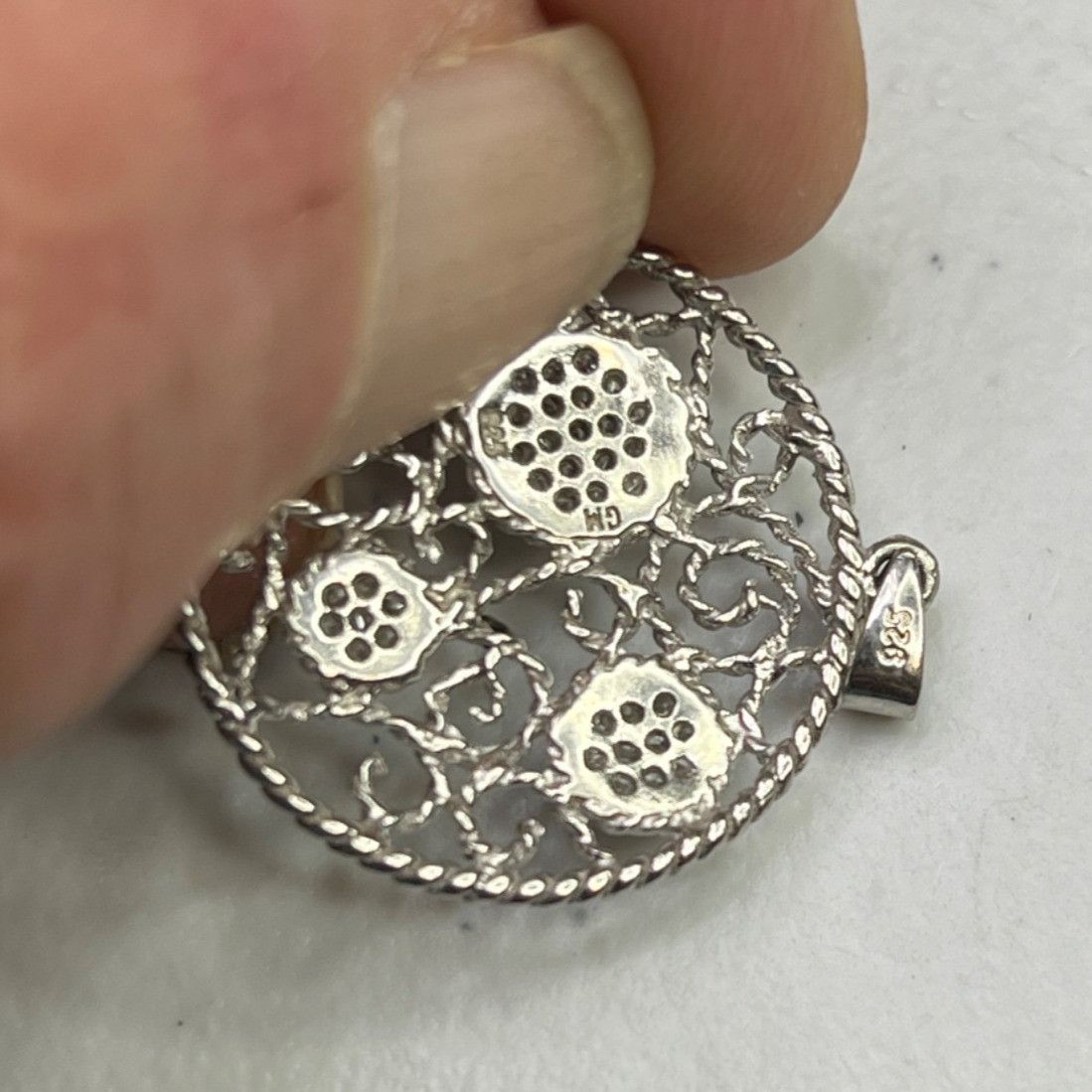 Designer Sterling Silver Filigree Pendant With Floral Design Size ONE SIZE - 9 Thumbnail