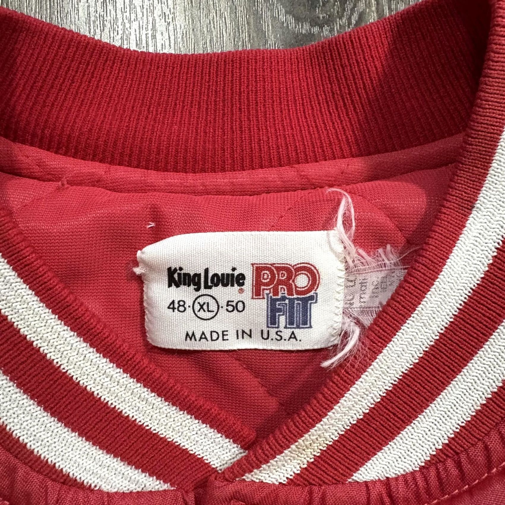 Vintage VINTAGE King Louie Mens XL Red CF Freightways Bomber Jacket, Satin Nylon, Varsity, Snap Front, Pockets, Embroidered Logo, Short Jacket Length, 1990s? Size US XL / EU 56 / 4 - 4 Thumbnail