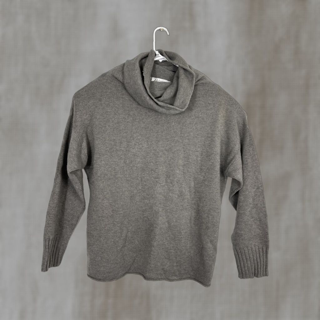 Vintage Madeleine Thompson Womens L Oversized Turtleneck Sweater Cashmere Wool Knit Gray Pullover Stop Size L / US 10 / IT 46 - 1 Thumbnail