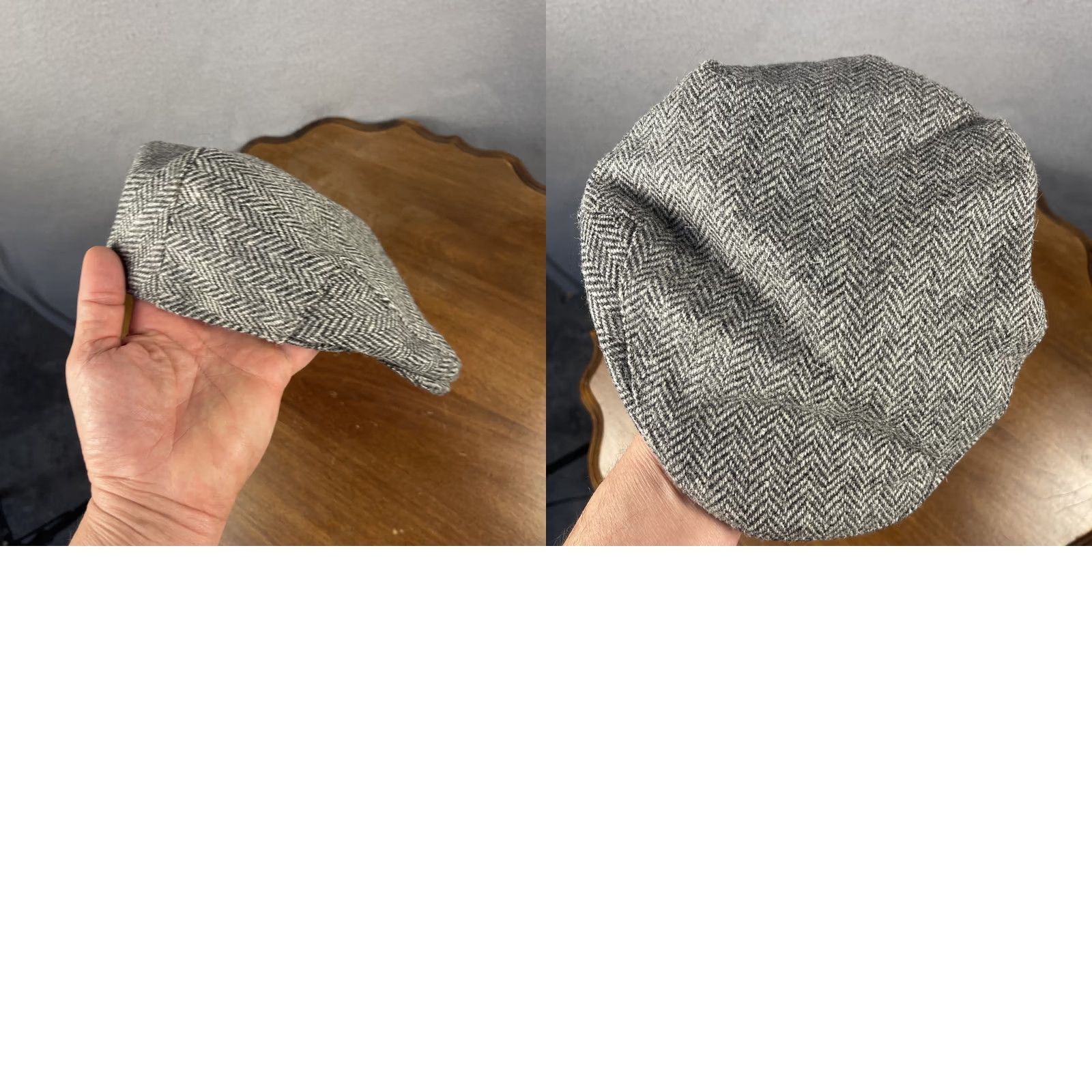 Harris Tweed VINTAGE Harris Tweed Flat Cap Size 7.5 Gray Wool Herringbone UK Men Cap Size ONE SIZE - 8 Thumbnail