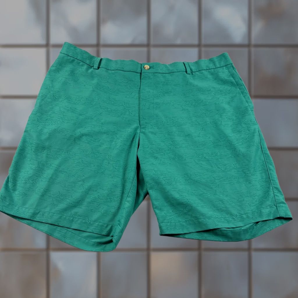 Peter Millar Peter Millar Shorts Mens 40 Green Chino Salem Performance Golf Stretch Regular Flat Front Logo Shortlists Mens Clothing Size US 40 / EU 56 - 1 Thumbnail