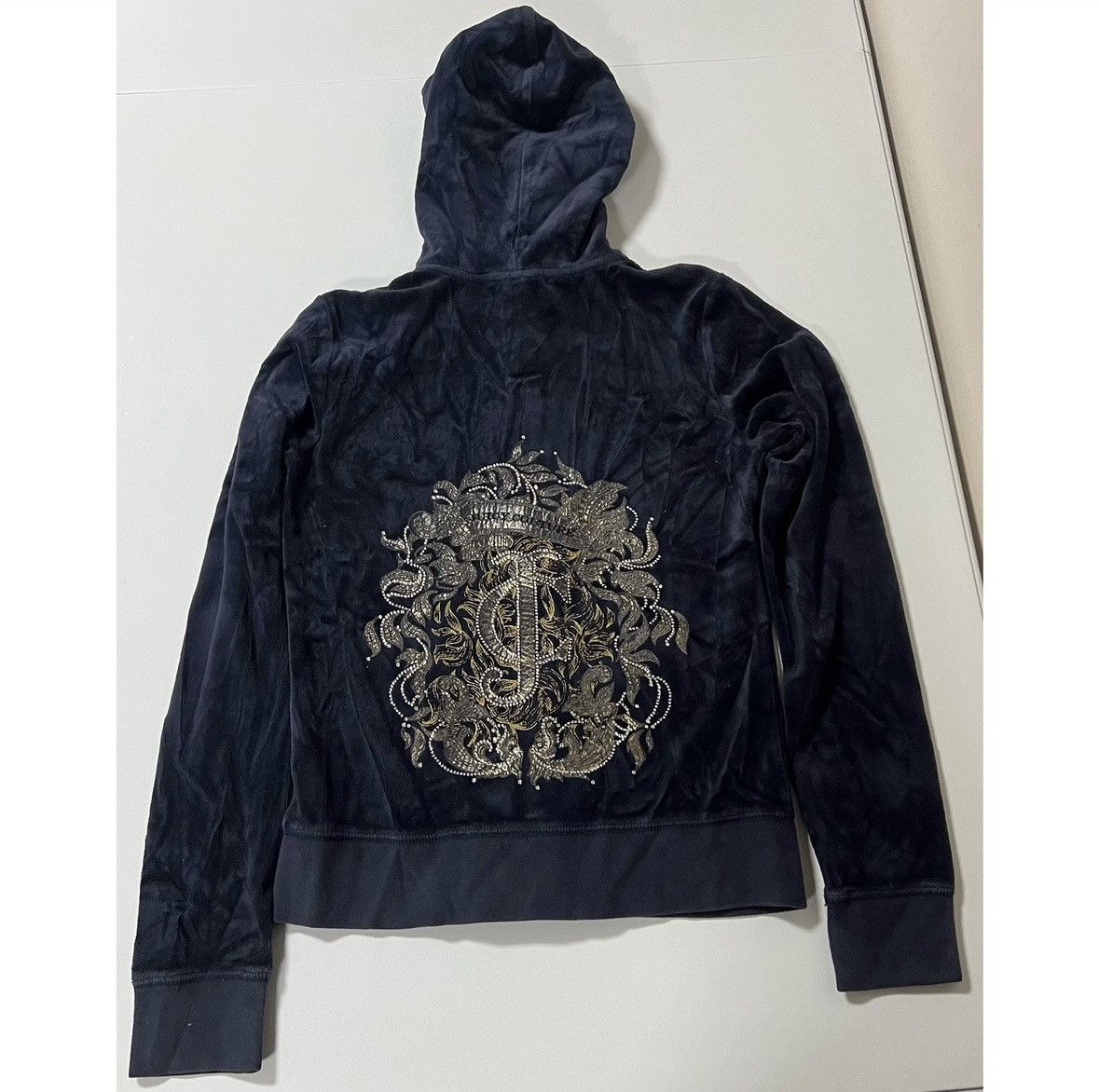 Juicy Couture Juicy Couture Navy Blue Velour Sweatshirt Hoodie Size S 💙✨ Size S / US 4 / IT 40 - 5 Thumbnail