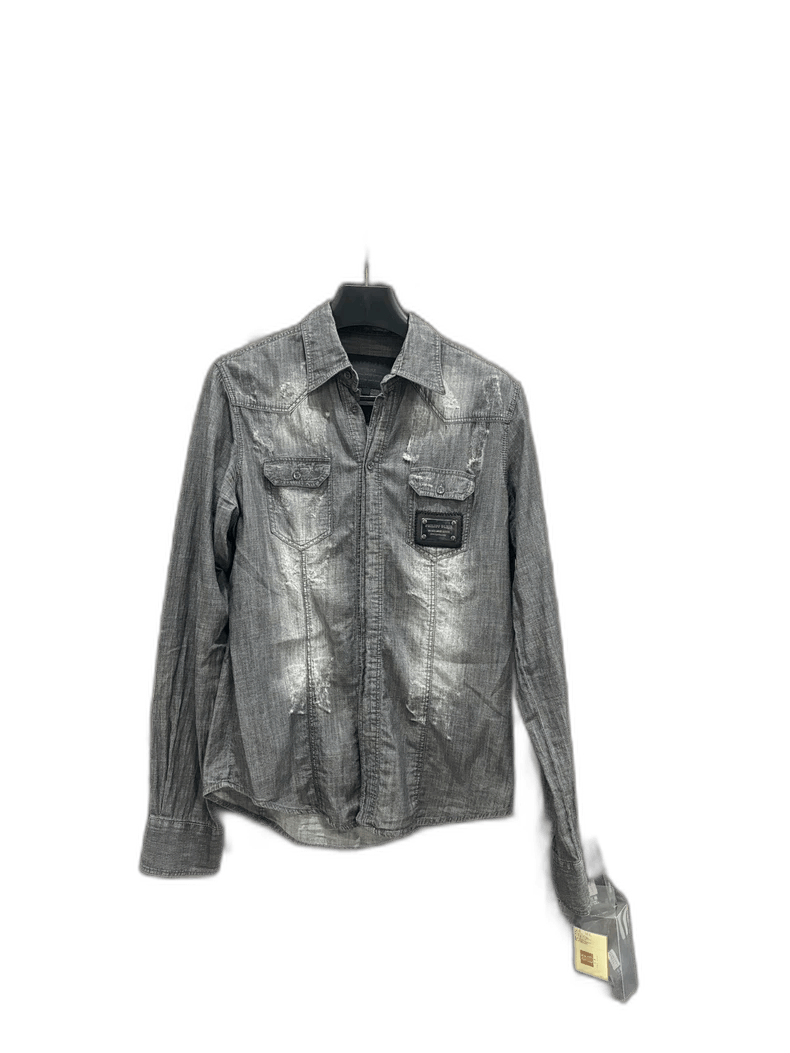 Philipp Plein Denim Shirt with Missing Button