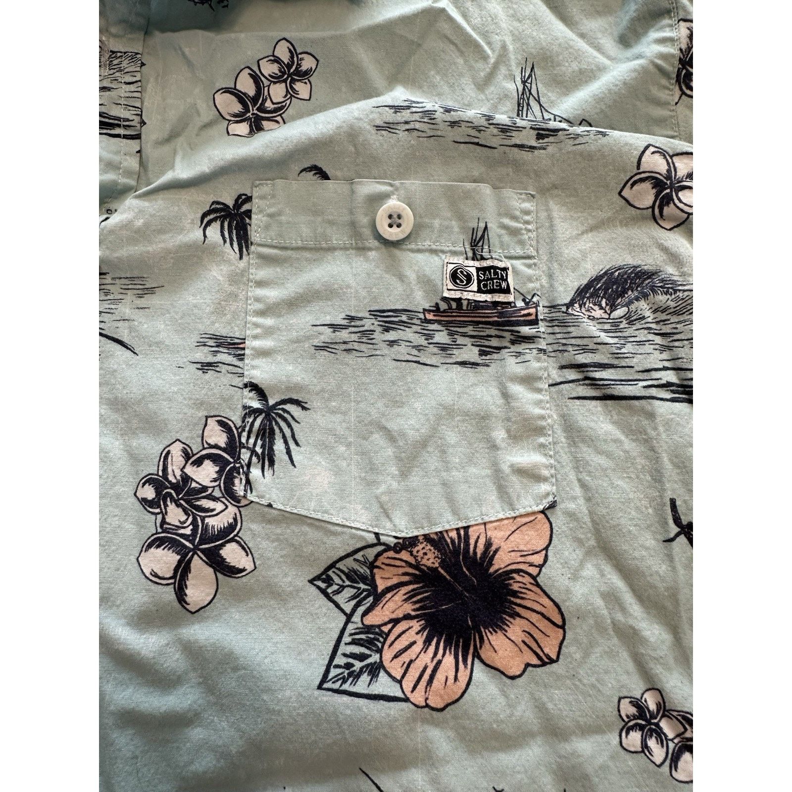 Other Salty Crew Button Shirt XL Tropic Sails Nautical Floral Blue Size US XL / EU 56 / 4 - 6 Thumbnail