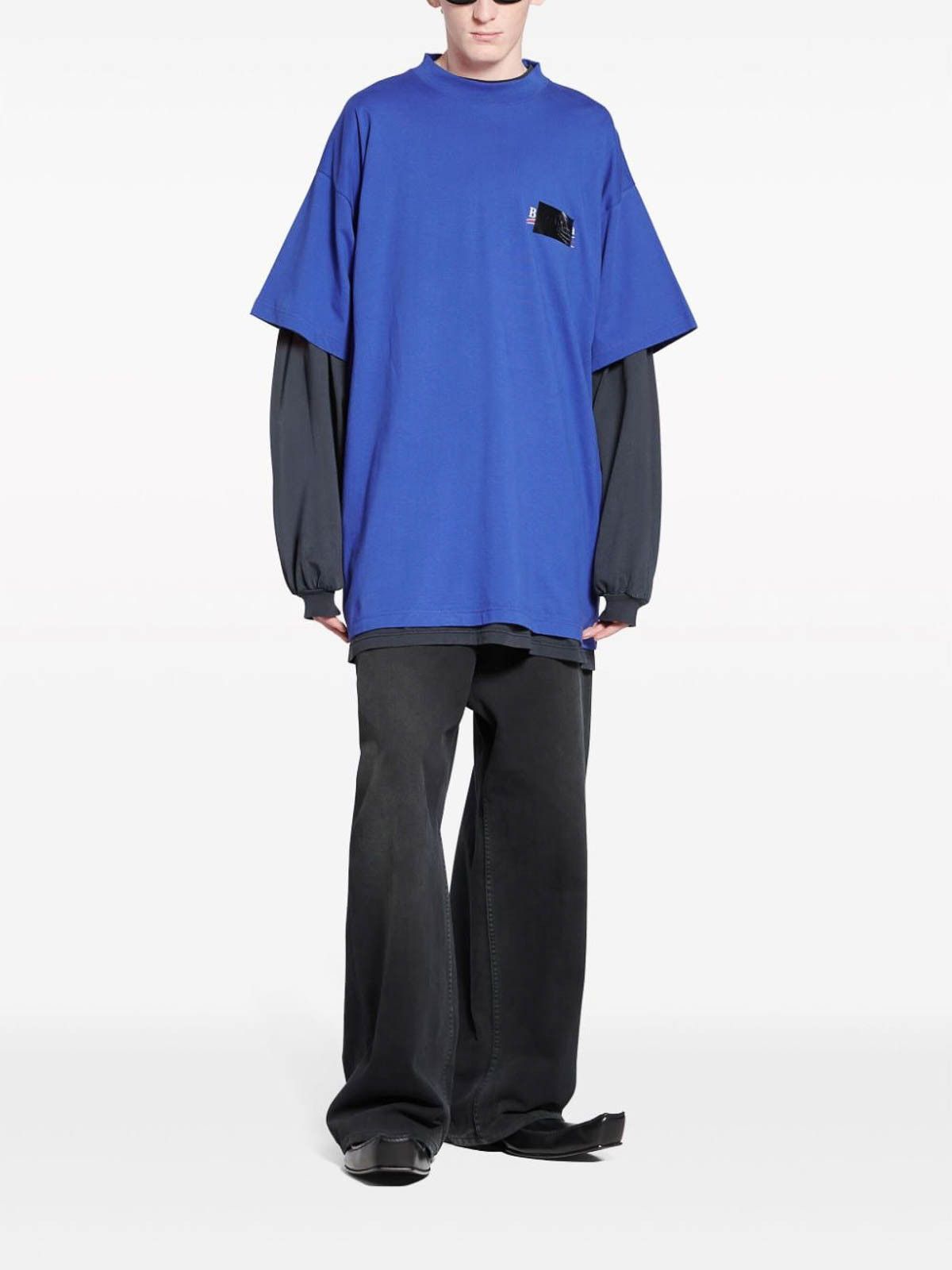 Balenciaga o1srvl11e0425 Gaffer T-Shirt Oversized in Blue Size US L / EU 52-54 / 3 - 2 Thumbnail