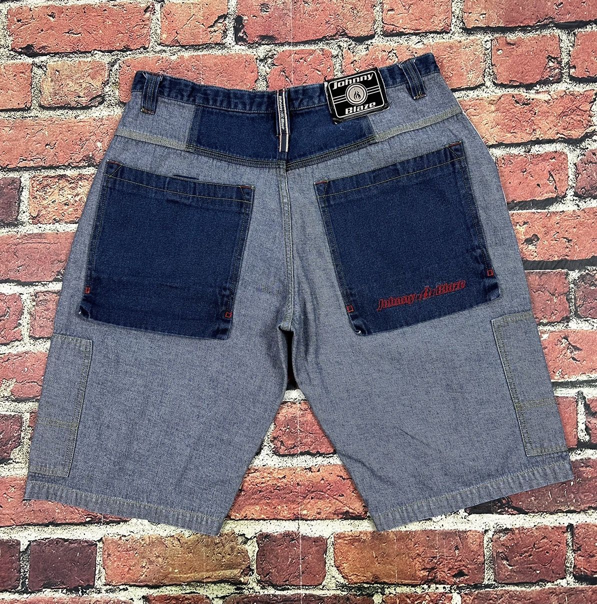 Vintage Vintage Johnny Blaze Denim Shorts Jorts Baggy Y2K Method Man Size US 38 / EU 54 - 1 Thumbnail
