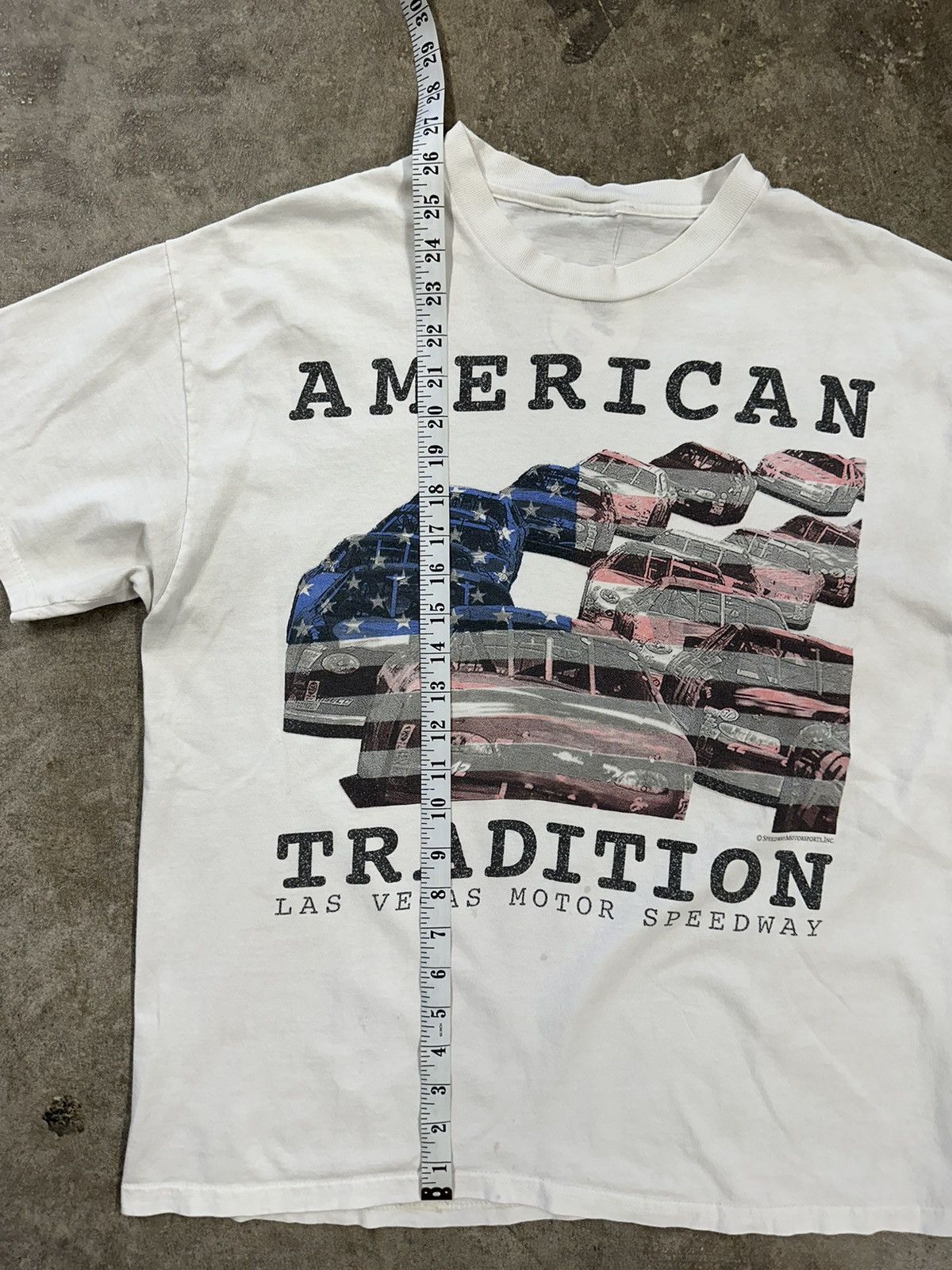 NASCAR Vintage 90s Las Vegas Motor Speedway USA Flag Racing T-Shirt Size US L / EU 52-54 / 3 - 14 Thumbnail