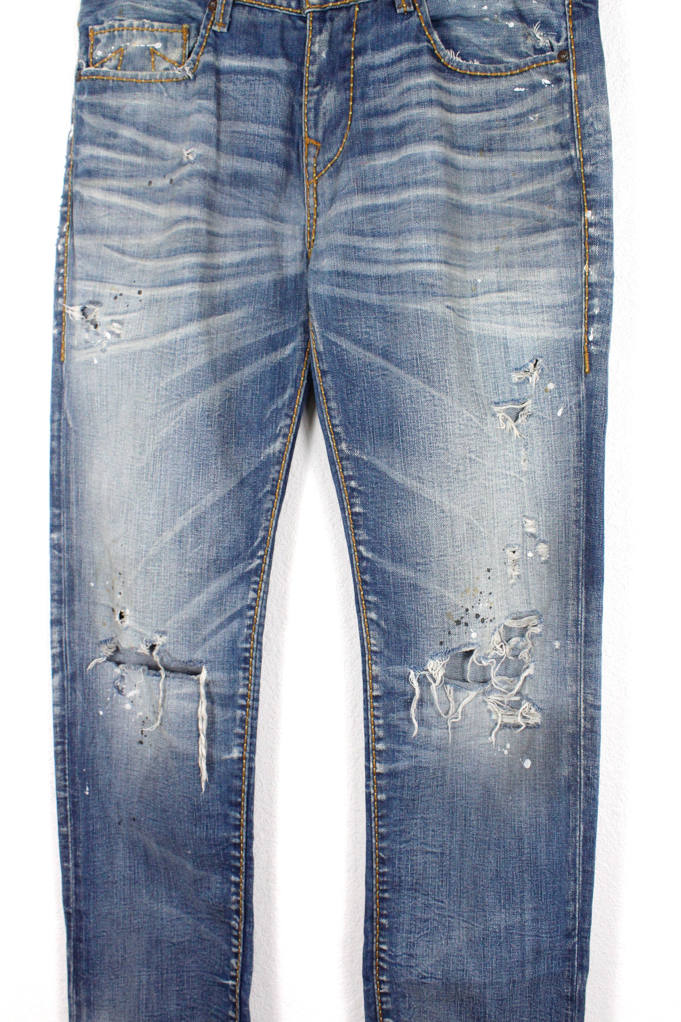 True Religion True Religion Y2K Hand Painted Distressed Pants Jeans 32 Size US 32 / EU 48 - 3 Thumbnail