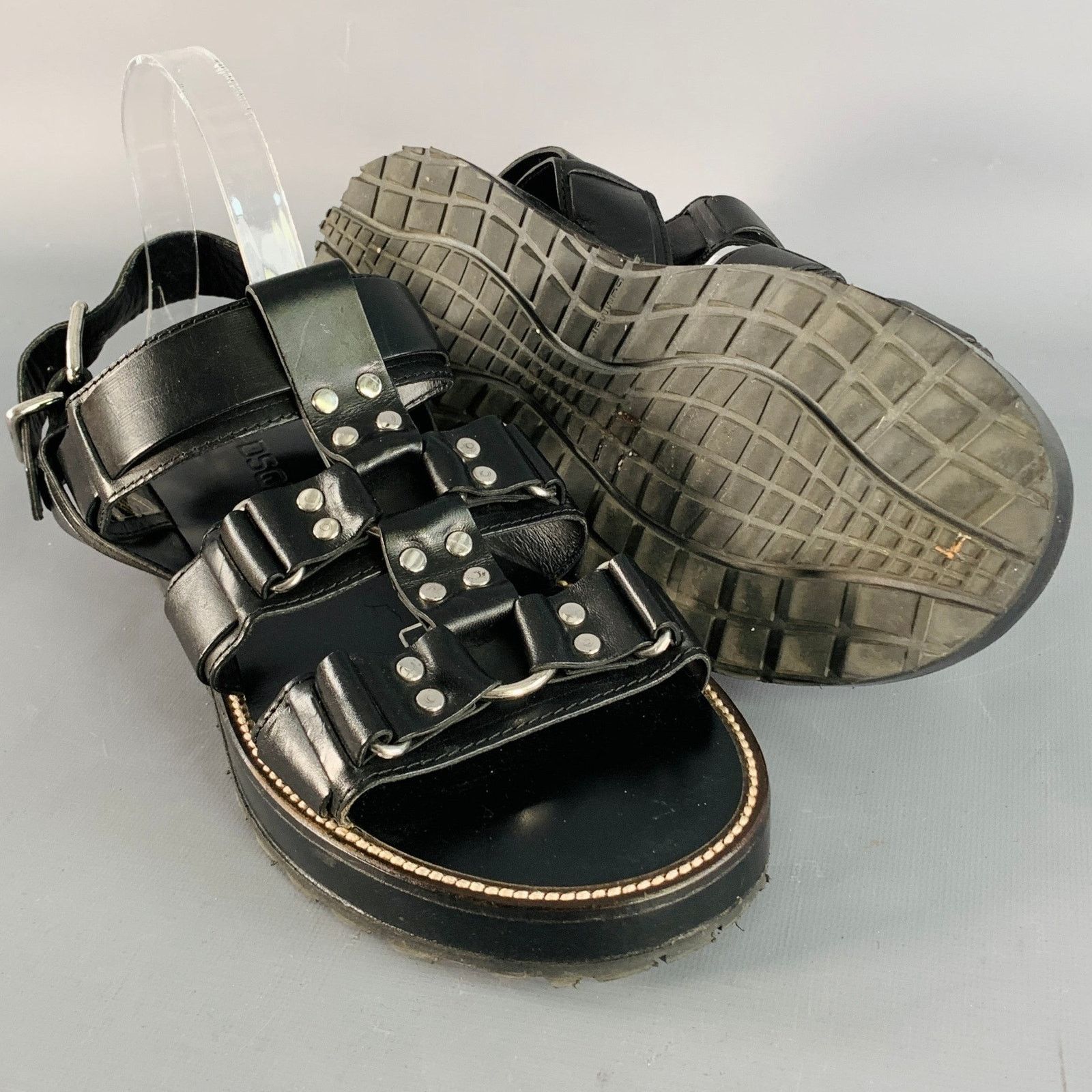 Dsquared2 DSQUARED2 Size 8 Harley Black Silver Leather Buckle Sandals Size US 8 / EU 41 - 5 Thumbnail