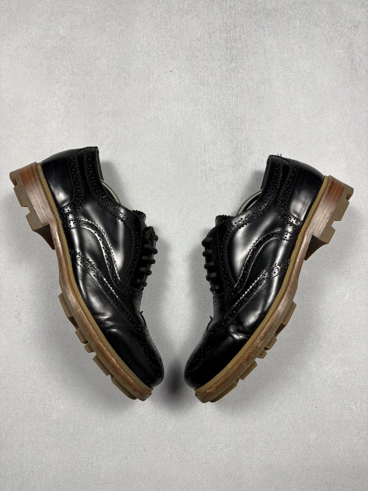 Jil Sander Jil Sander Black Leather Brogue Lug Sole Shoes Size 39 Rare Size US 6 / EU 39 - 1 Thumbnail