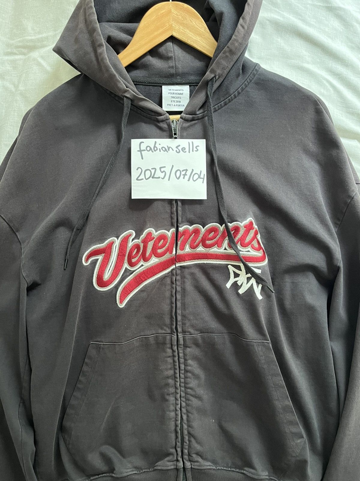 Vetements Bro Baseball Zip Up Hoodie Black Red White Zipper