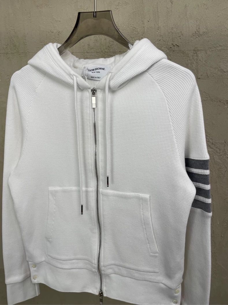 Thom Browne Thom browne White four-striped waffle zipper jacket 2504-N Size US XS / EU 42 / 0 - 4 Thumbnail