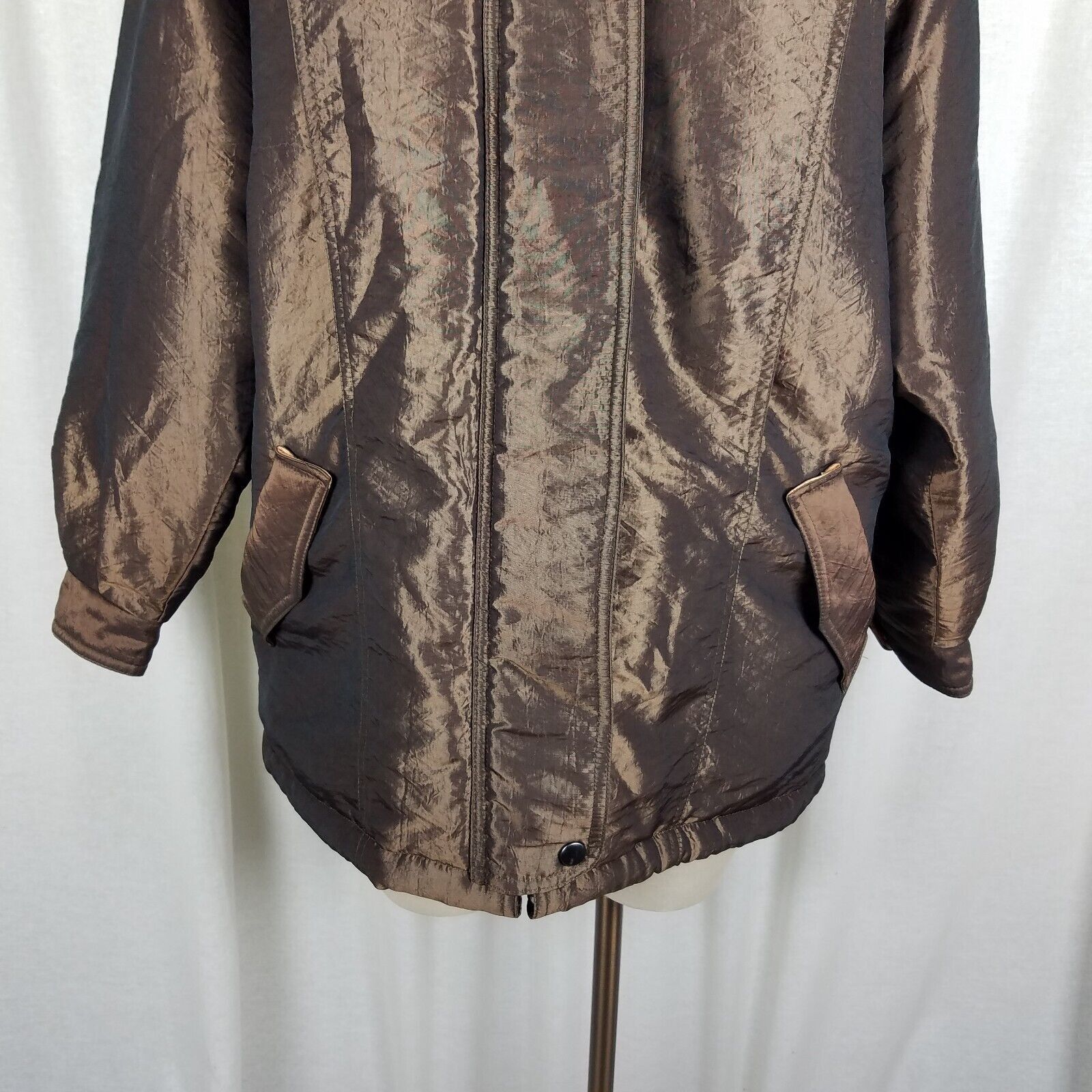 Vintage JGHook Faux Fur Hooded Winter Jacket Metallic Puffer Parka 6 Size M / US 6-8 / IT 42-44 - 3 Thumbnail