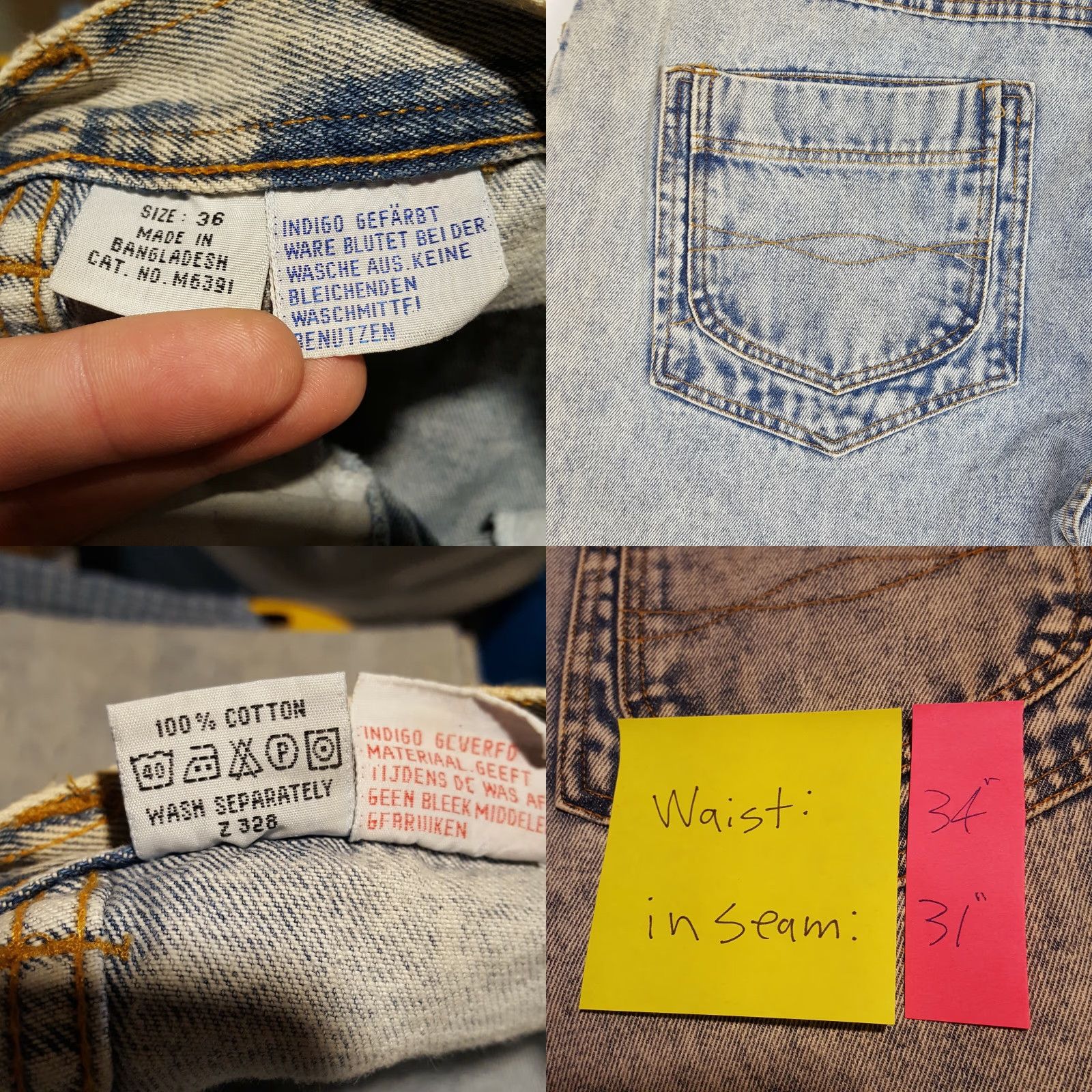 Vintage VINTAGE Indigo Jeans Acid Wash High Rise 34x31 Tapered Relaxed Denim Blue 80s 90s Women’s Pockets Rise: High Inseam: 31” Size 24" / US 00 / IT 34 - 8 Thumbnail