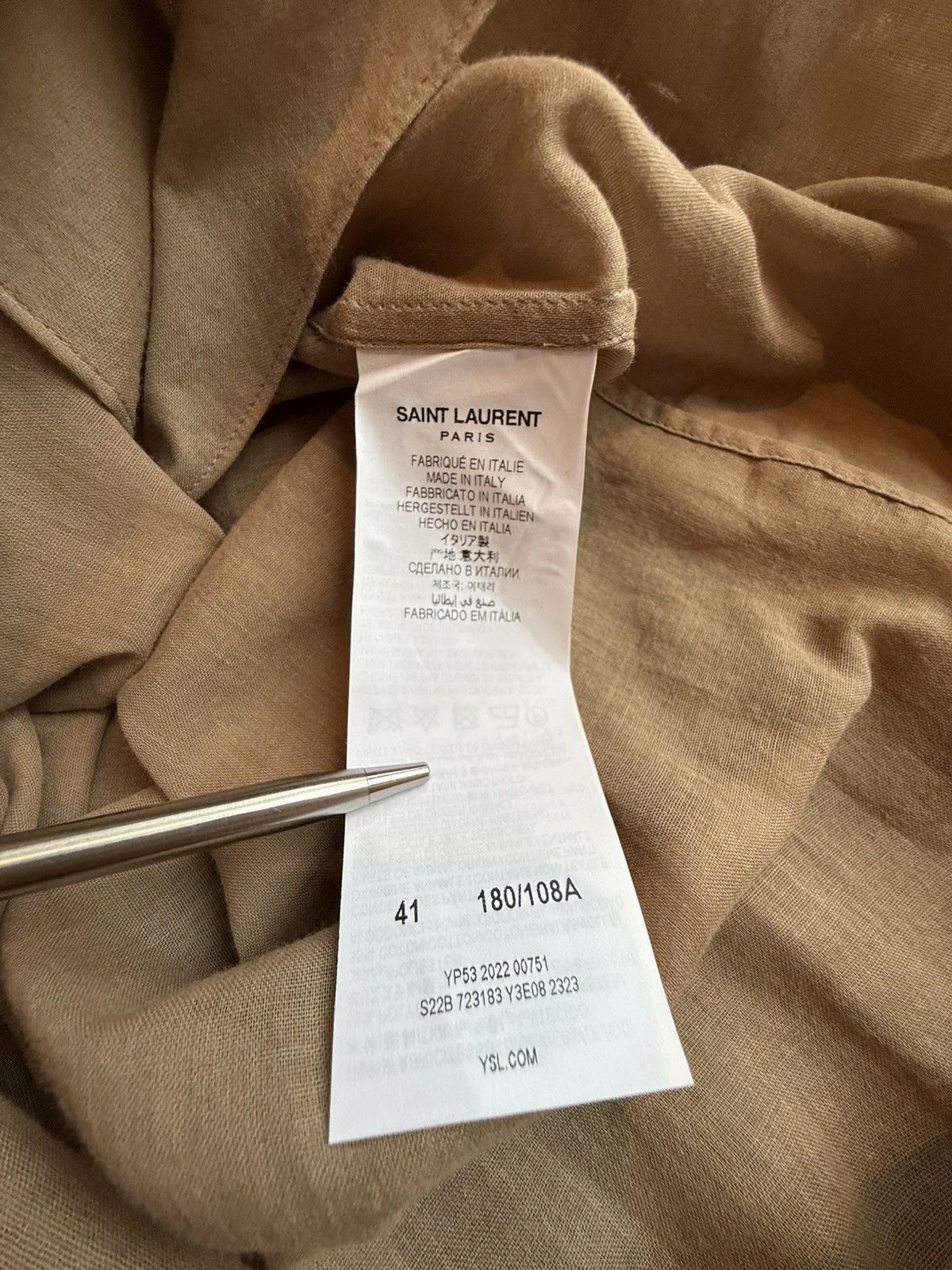 Saint Laurent Paris $1.1k SS23 Saint Laurent camo khaki army style sheer shirt L Size US L / EU 52-54 / 3 - 14 Thumbnail