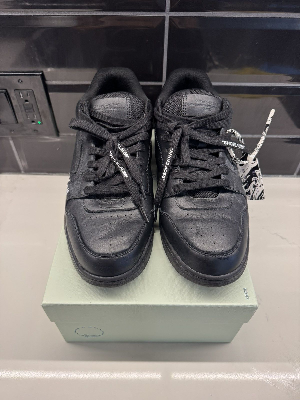 Off-White Off-White “Out of Office For Walking Black Leather Sneakers Size US 13 / EU 46 - 1 Thumbnail