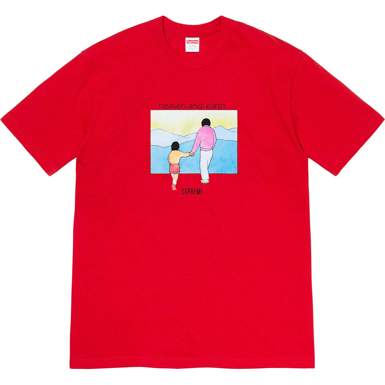 Image of Supreme Heaven And Earth Tee Red Xlarge Fw 19, Men's