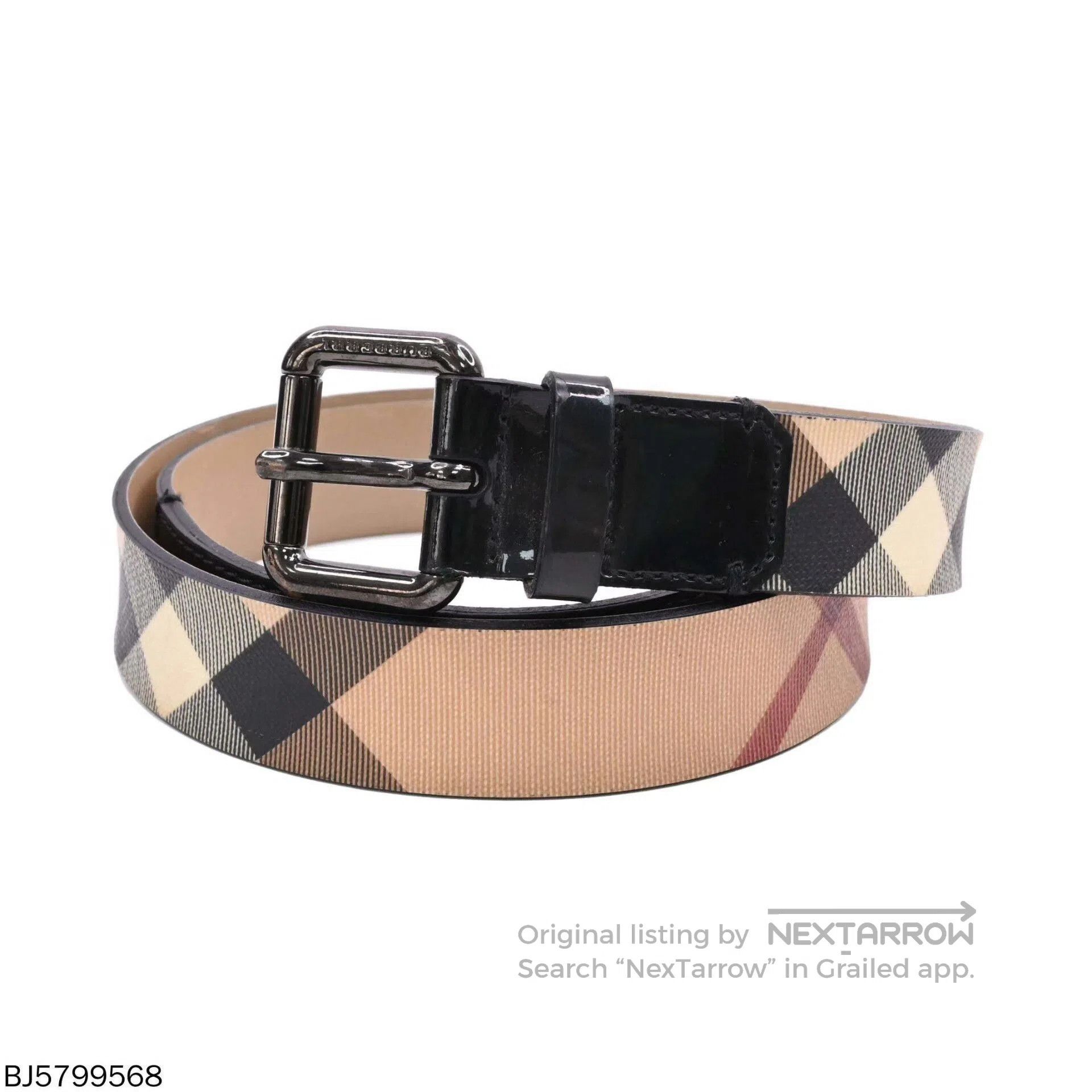 Burberry burberry check canvas leather belt 90×3. Size ONE SIZE - 3 Thumbnail