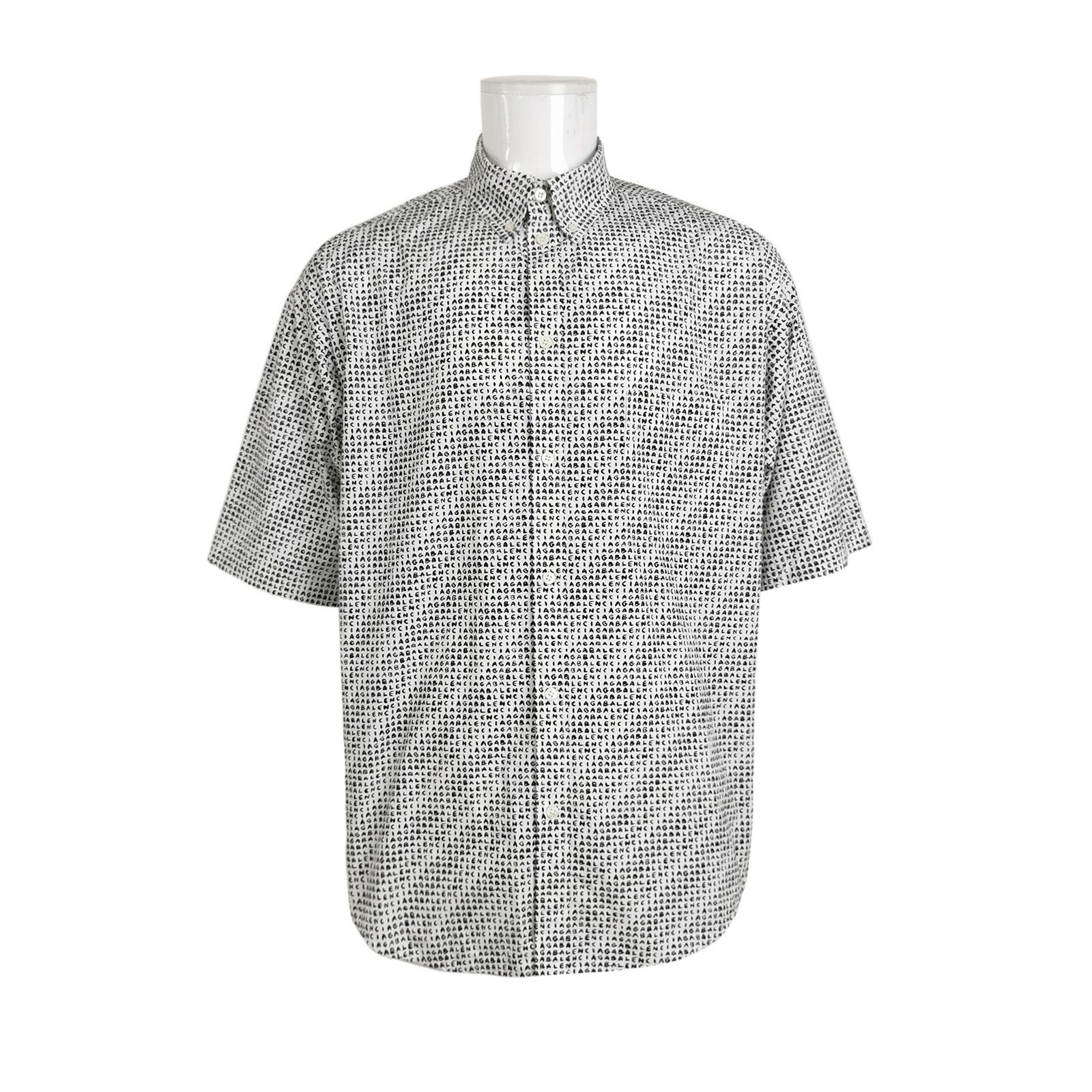 Balenciaga Balenciaga Cotton Logo Print Button-Down Shirt Size US XS / EU 42 / 0 - 1 Thumbnail