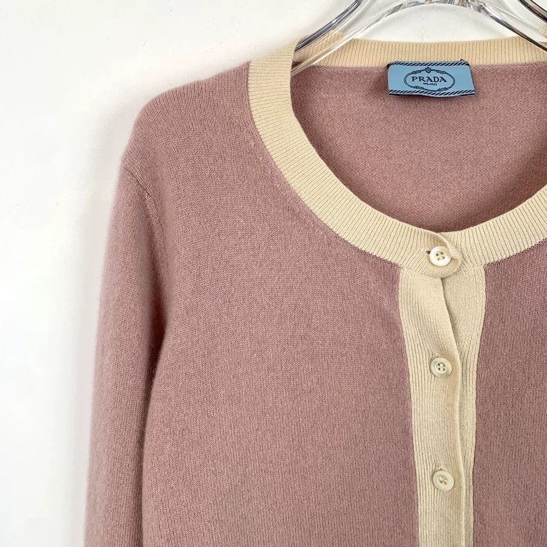 Prada PradaPink cashmere round-neck single-breasted knitted cardi Size S / US 4 / IT 40 - 3 Thumbnail