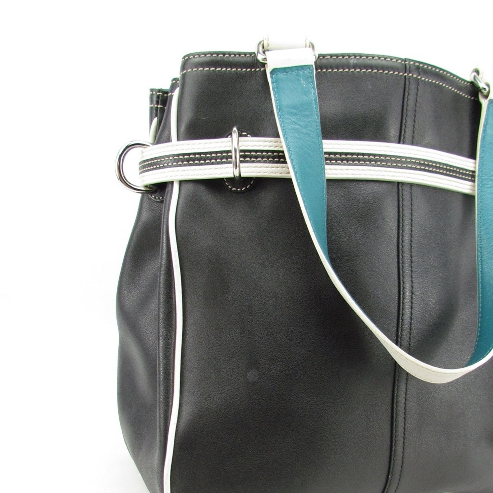 Coach Authentic Coach Black White Leather Shoulder Bag Size ONE SIZE - 7 Thumbnail