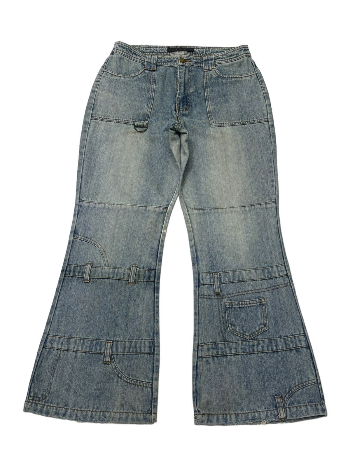 If Six Was Nine × Y's × Yohji Yamamoto 🔥AAR BONDAGE FLARE DISTRESSED DENIM BAGGY JEANS CUSTOM MADE Size US 29 - 5 Thumbnail