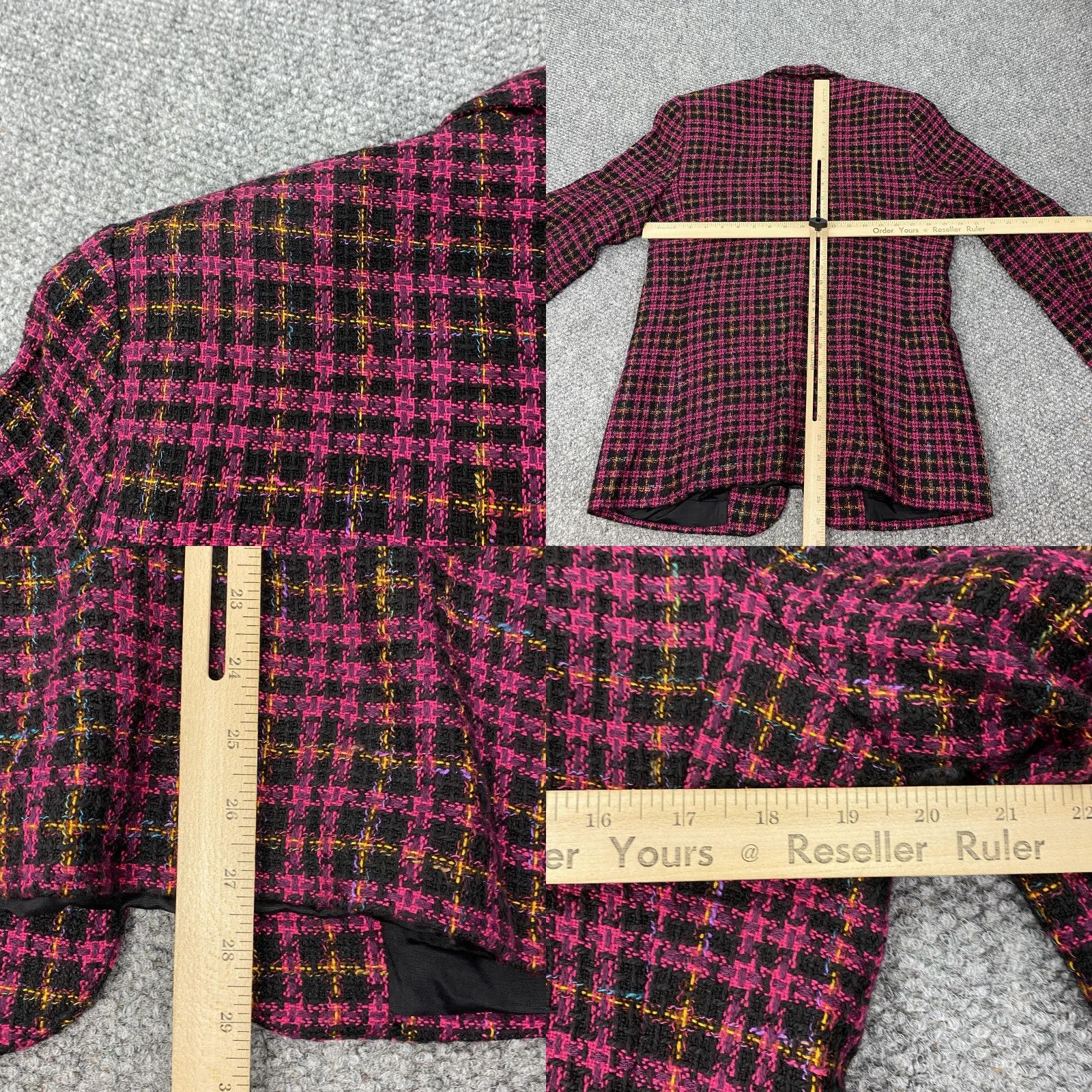 Vintage VINTAGE That's Me! Blazer Womens 18 Pink Black Tweed Plaid Single-Breasted Notch Lapel Jacket Tailored Business Workwear Womens 90s Size XXL / US 16-18 / IT 52-54 - 8 Thumbnail