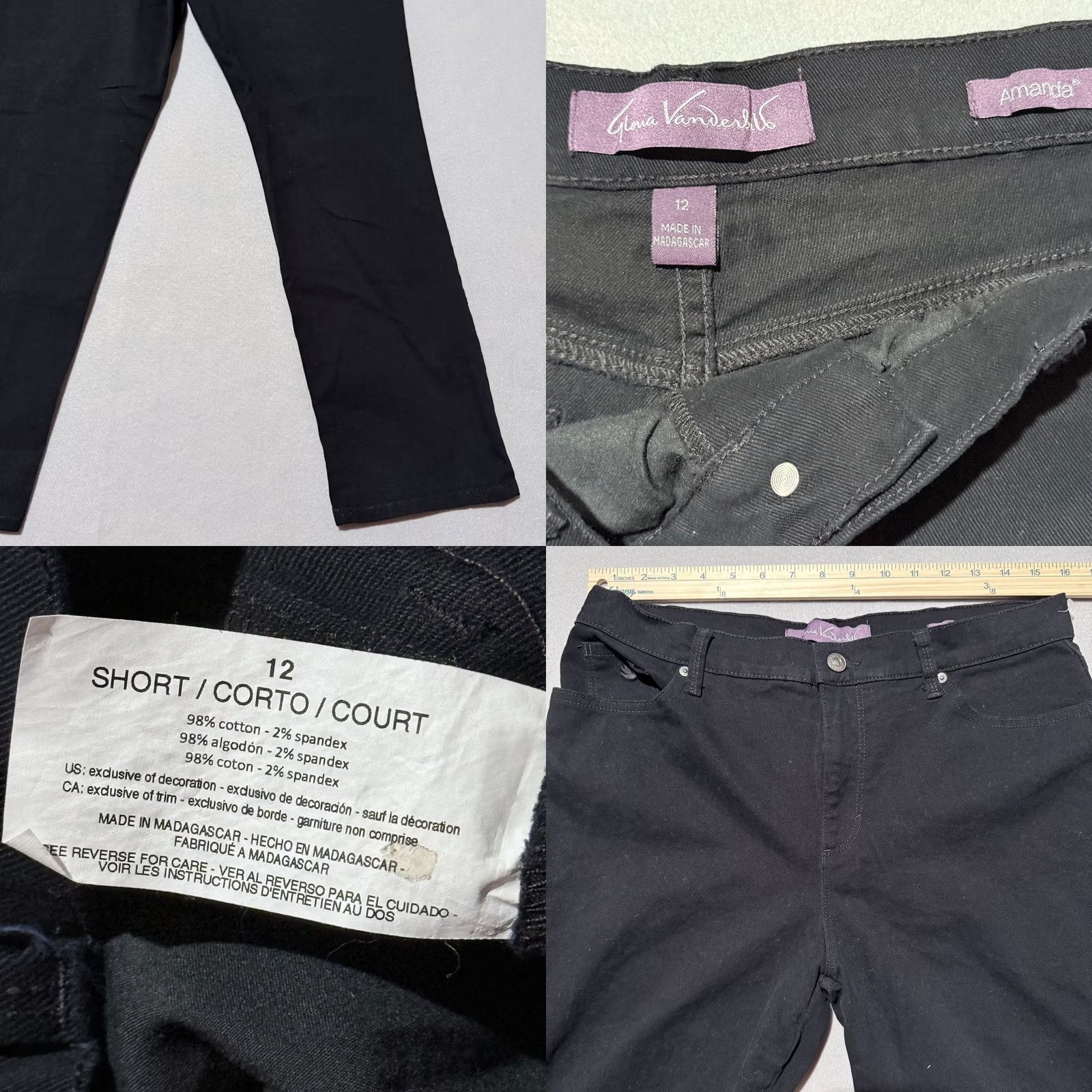 Gloria Vanderbilt Gloria Vanderbilt Amanda Jeans Womens Black Denim Stretch Mid Rise Straight - 12 Size 34" / US 12 / IT 48 - 8 Thumbnail
