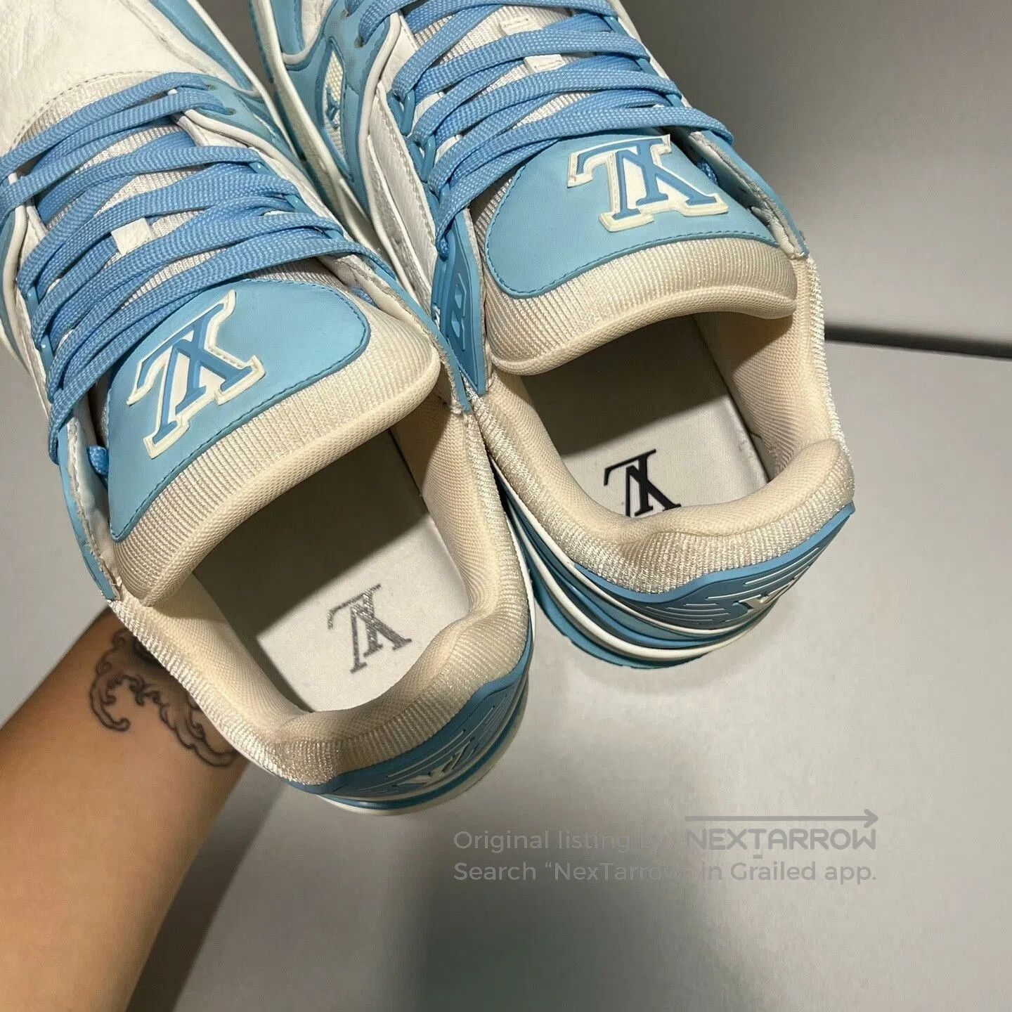 Louis Vuitton Louis Vuitton Trainer White Blue Sneakers. Size US 8.5 / EU 41-42 - 8 Thumbnail