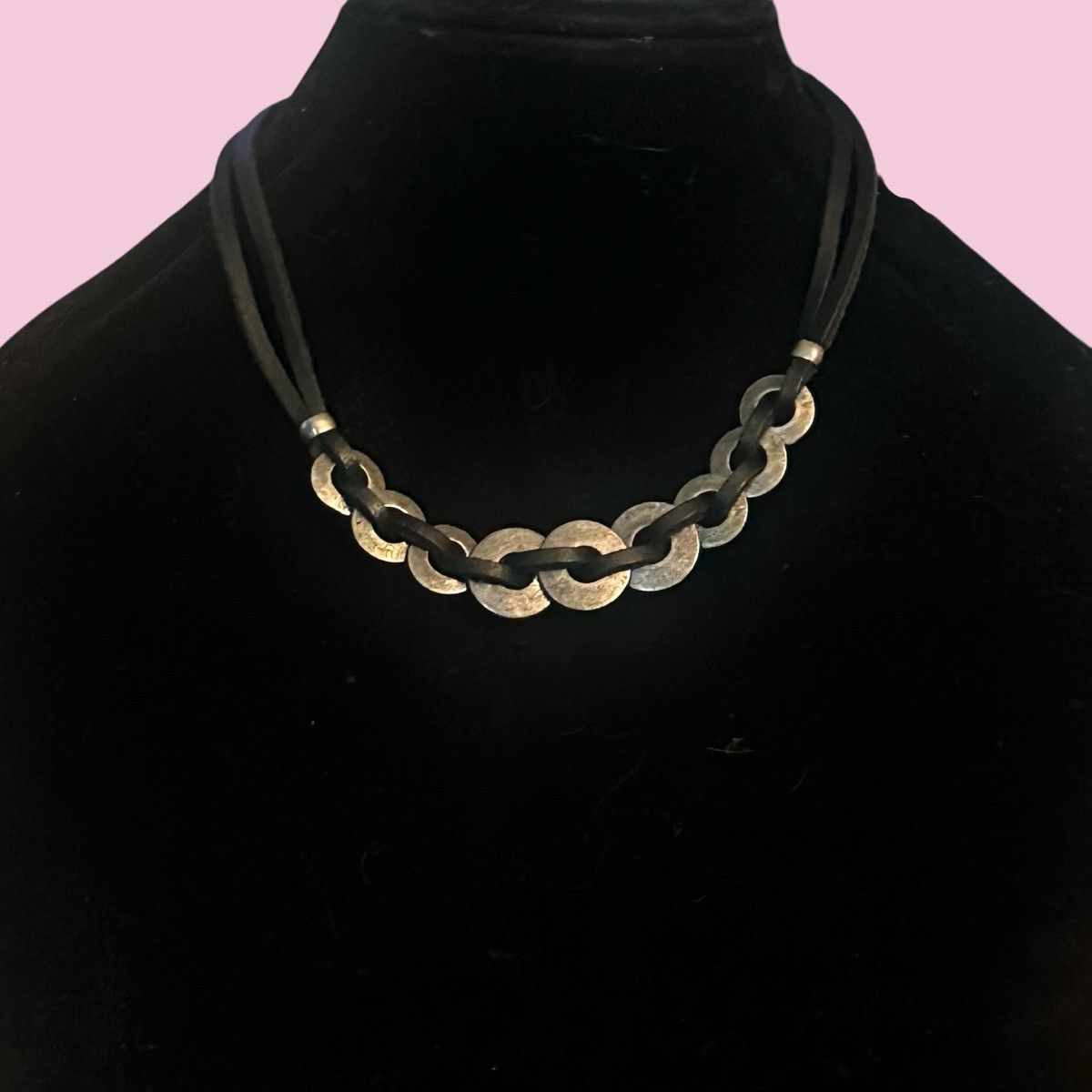 Other Leather cord silver discs necklace Size ONE SIZE - 1 Thumbnail