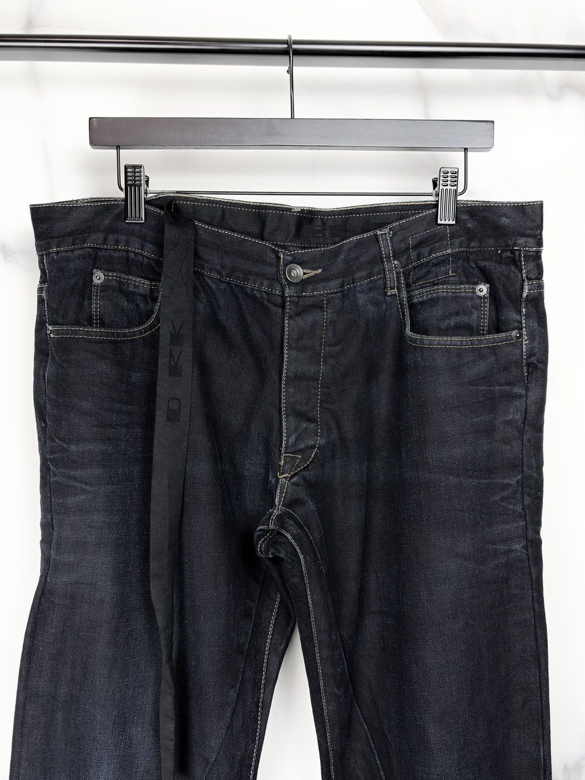 Rick Owens FW10 Rick Owens Black Waxed Coated Detroit Denim Jeans Size US 36 / EU 52 - 3 Thumbnail