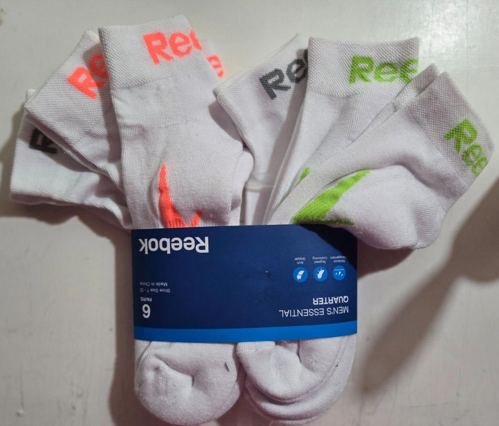 Reebok Men's Reebok Quarter Cut Socks Moisture Control Cushion NWT Size ONE SIZE - 1 Thumbnail