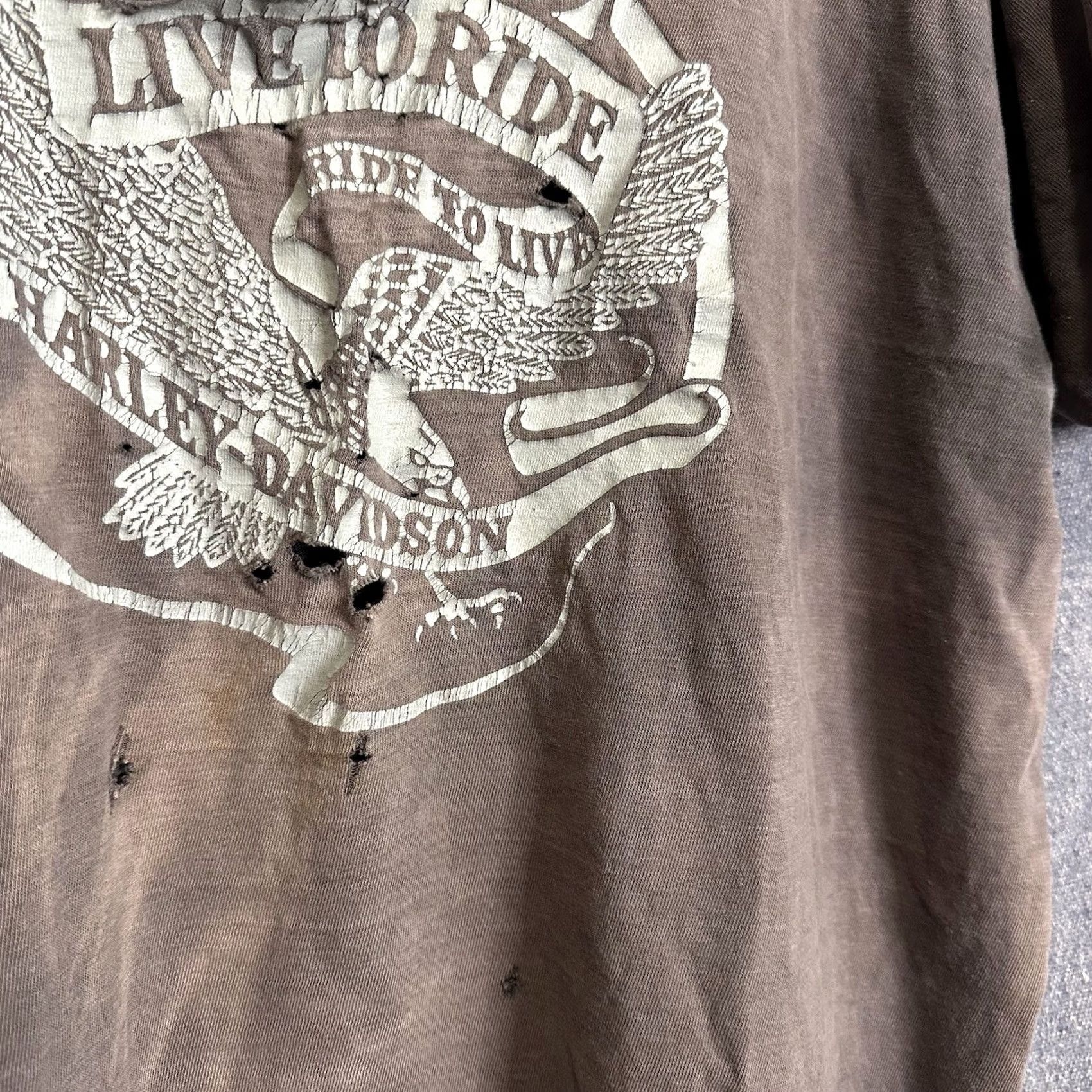 Harley Davidson VINTAGE Harley-Davidson Live To Ride Distressed Champion Blue Bar XL Shirt Mens 70s 80s Biker Motorcycle Size US XL / EU 56 / 4 - 3 Thumbnail