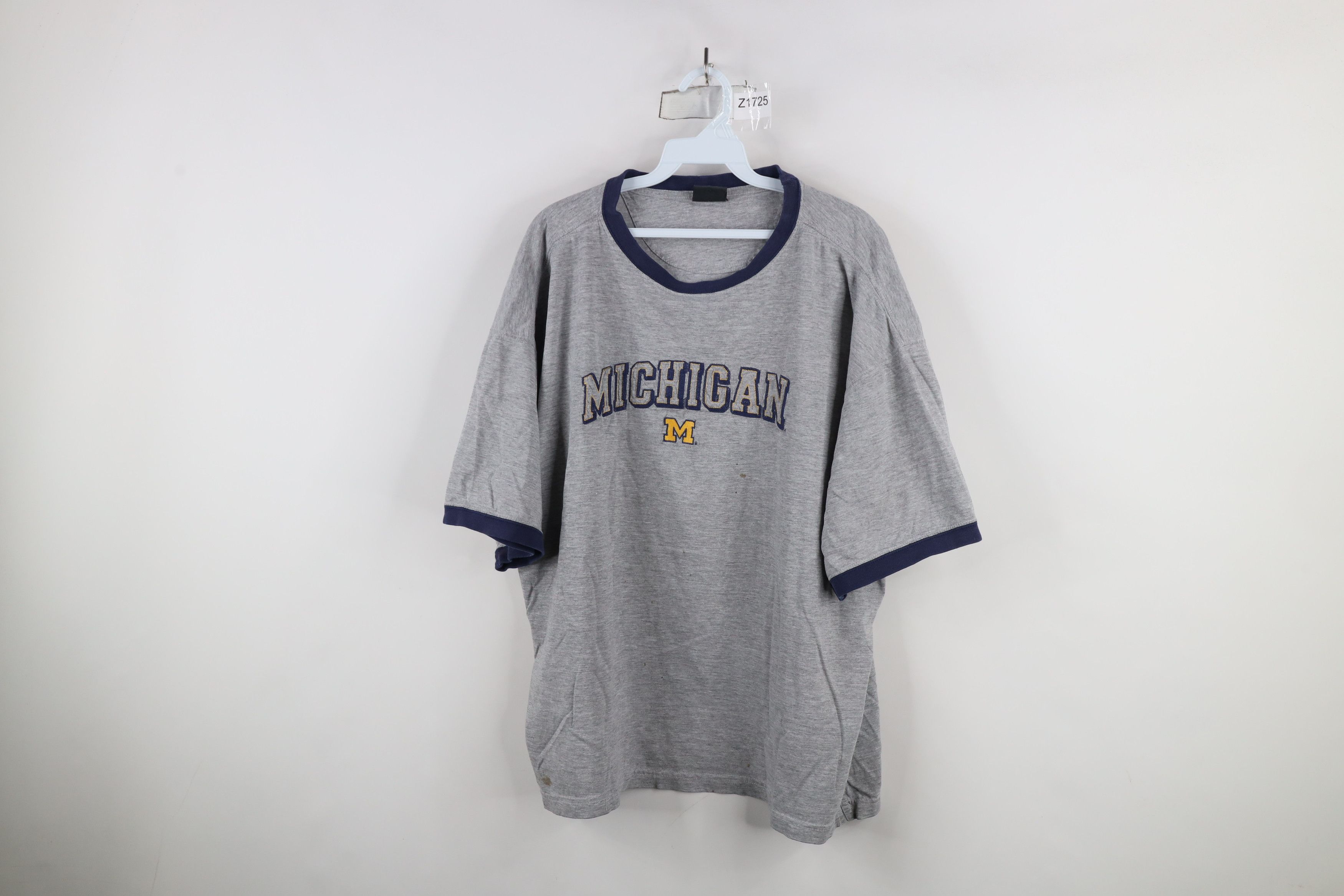 Vintage Vintage 90s University of Michigan Ringer T-Shirt Gray Size US XXL / EU 58 / 5 - 1 Thumbnail