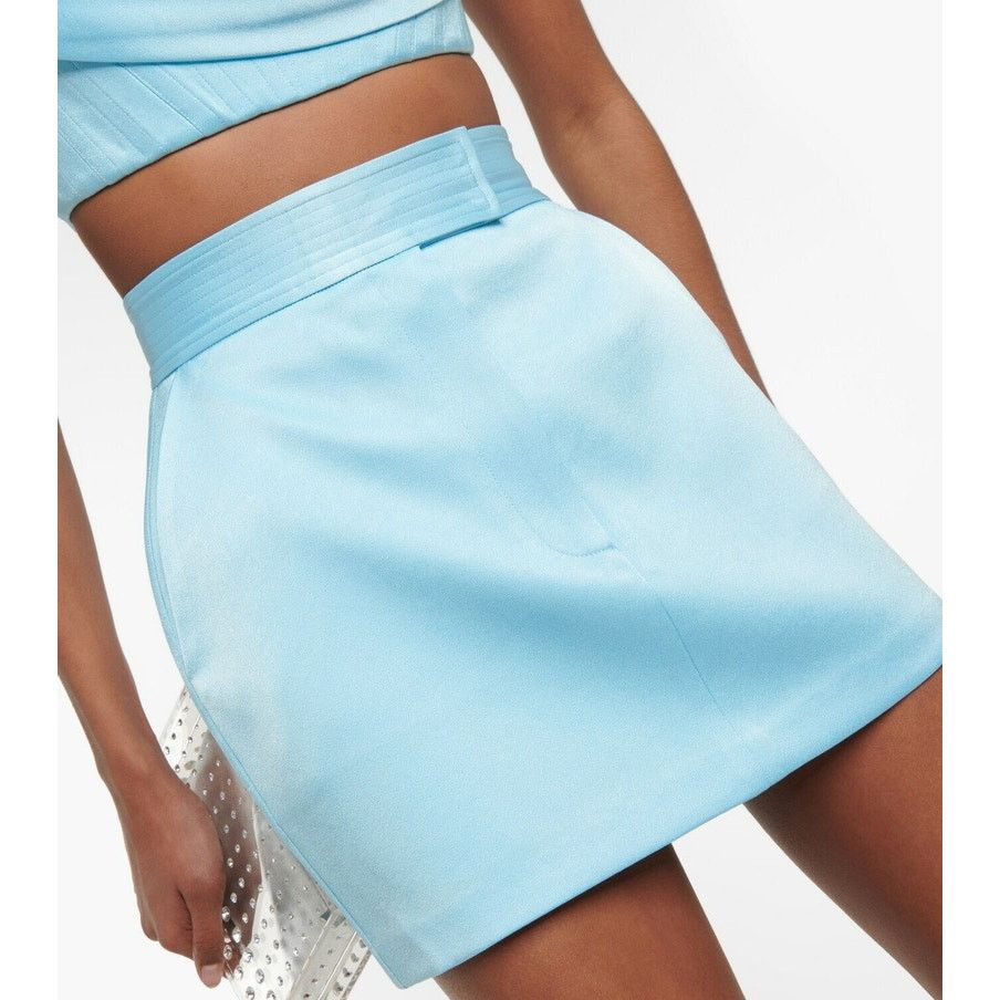 Alex Perry Alex Perry Lark Mini Skirt Blue Satin Crepe Size 32" / US 10 / IT 46 - 11 Thumbnail