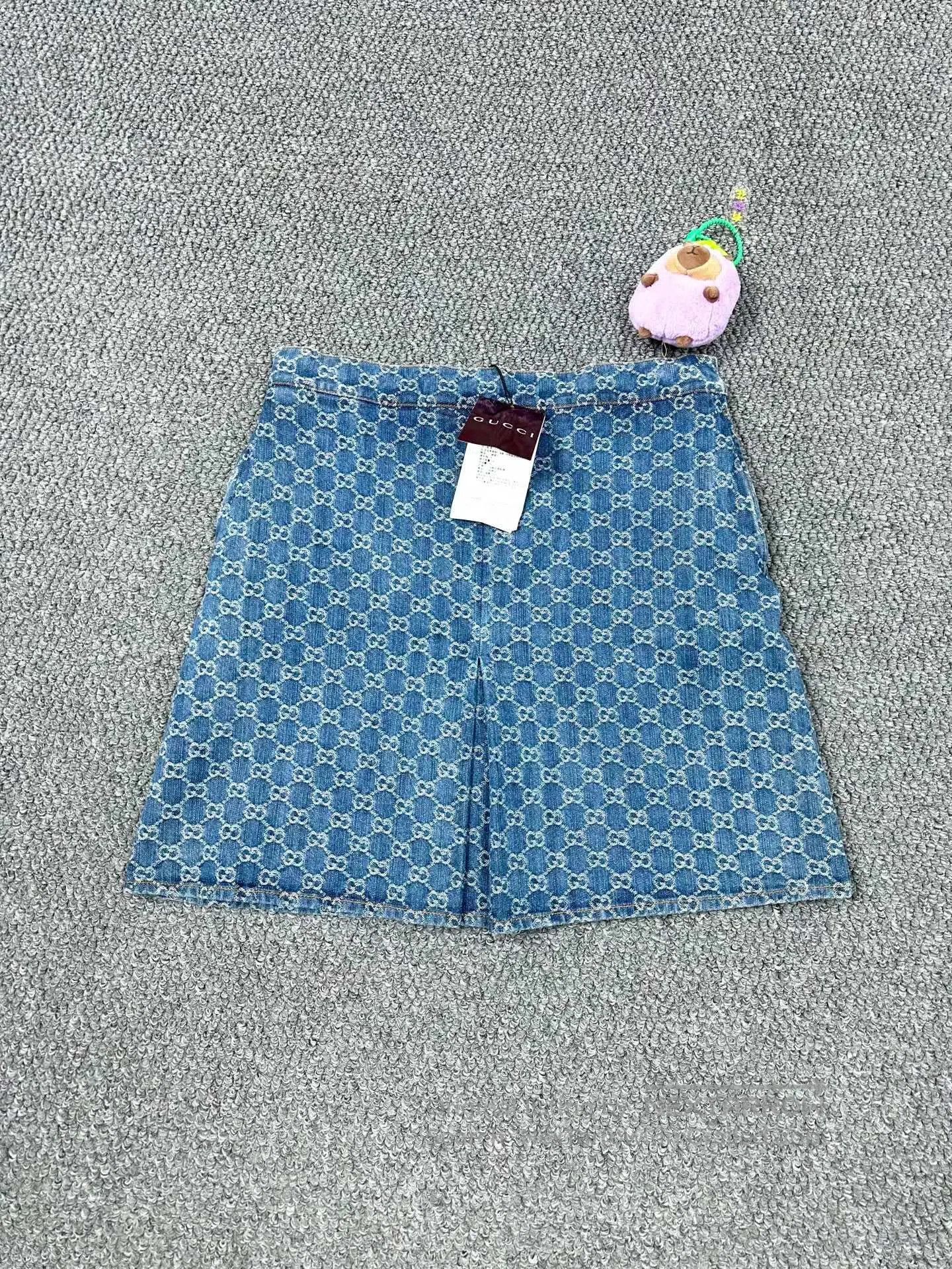 Gucci Guicci Blue old logo print denim skirt| Size 41" - 1 Thumbnail