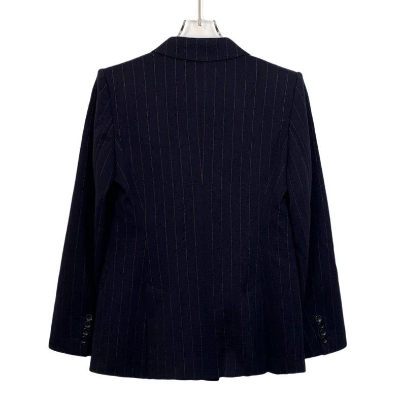 Max Mara Max Mara Navy vertical striped wool lapel double-breasted Size S / US 4 / IT 40 - 2 Thumbnail