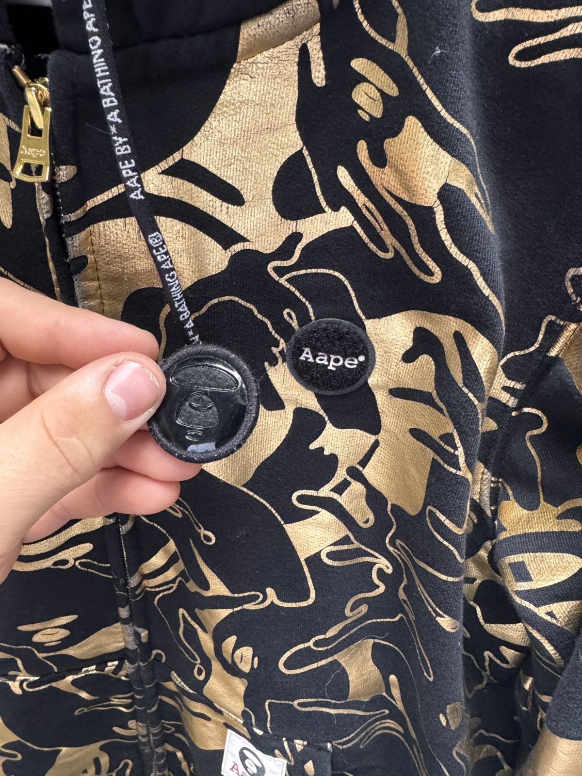 Men’s Casual AAPE Hoodie Black Gold